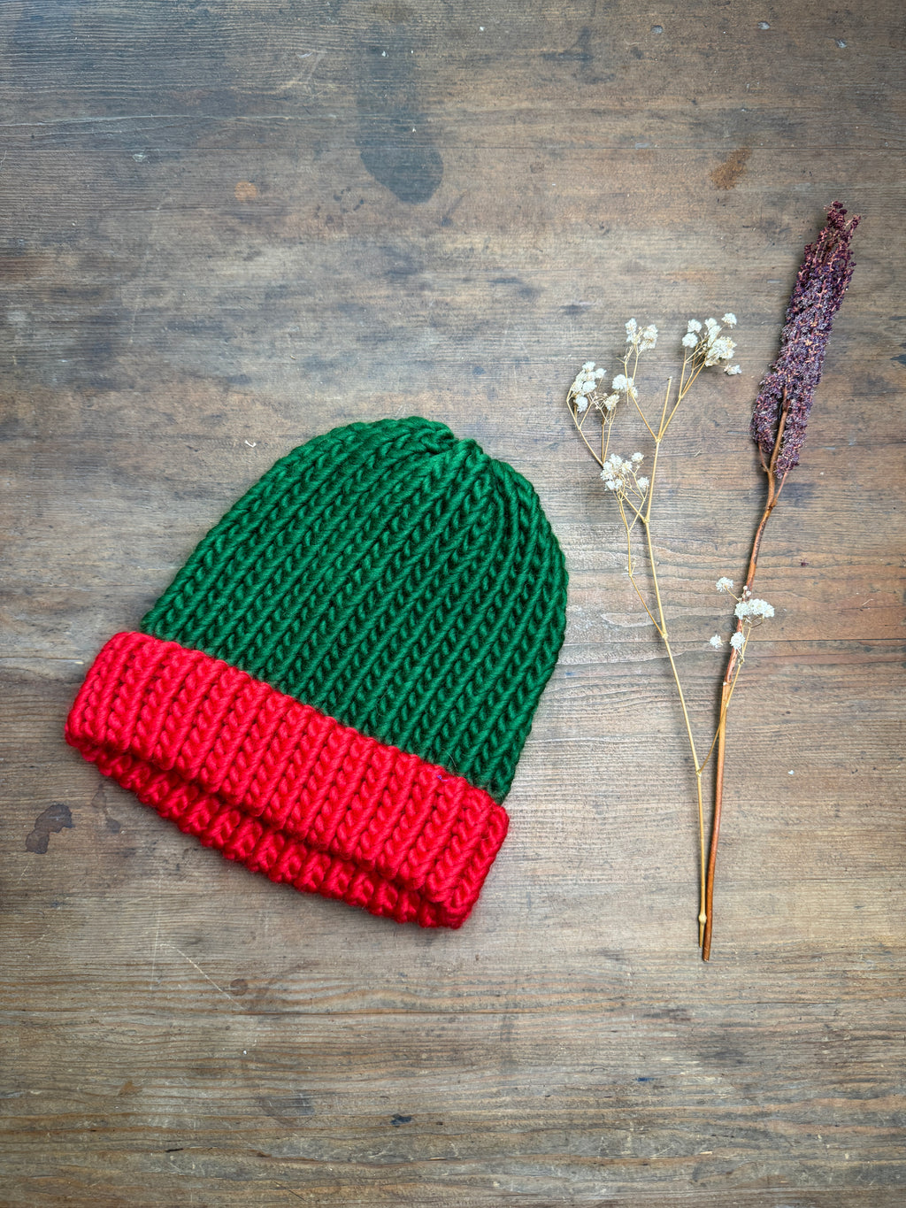 Adult Knitted Beanie Hat - Colourplay Collection - Festive Colours