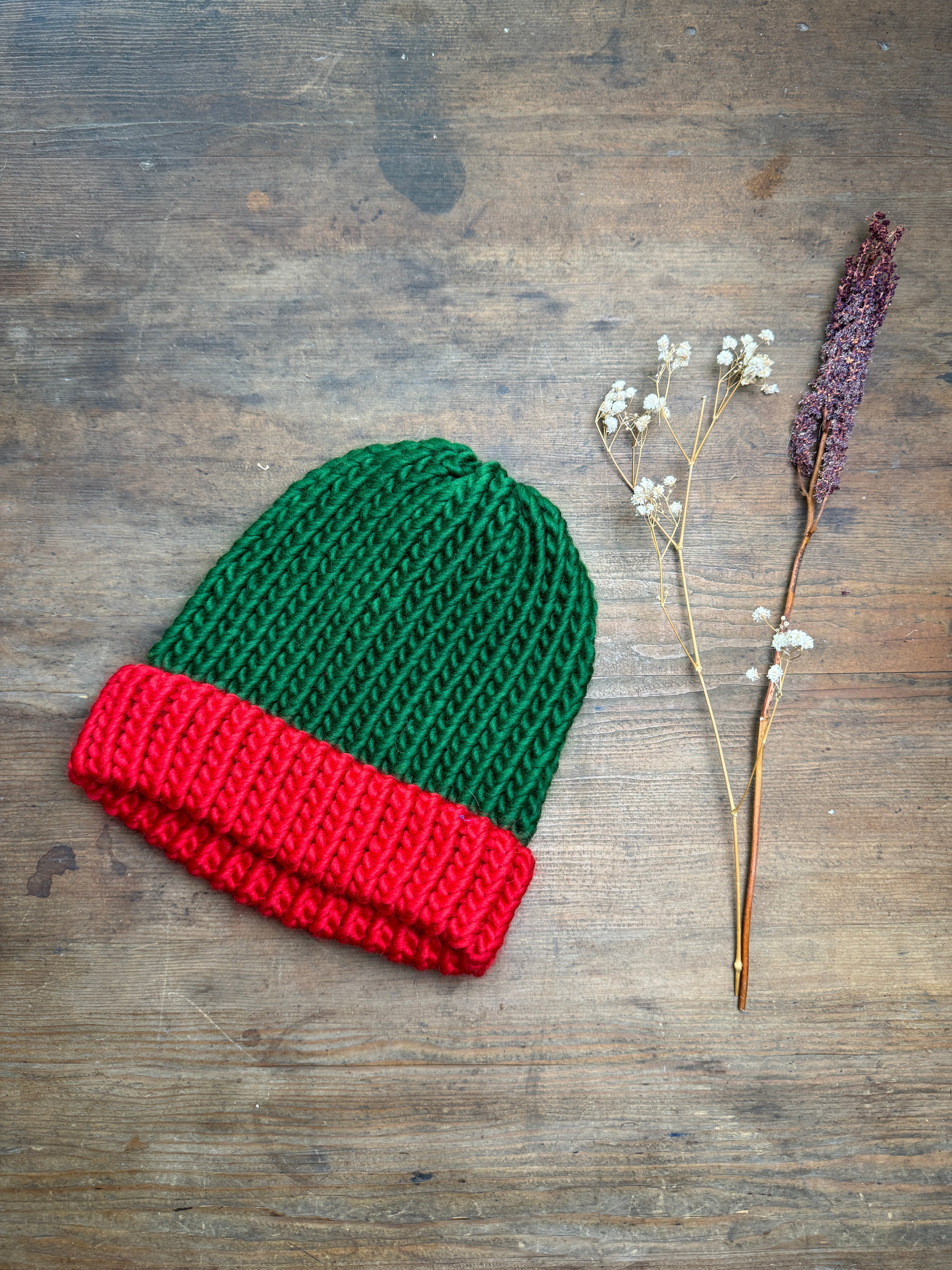 Adult Knitted Beanie Hat - Colourplay Collection - Festive Colours