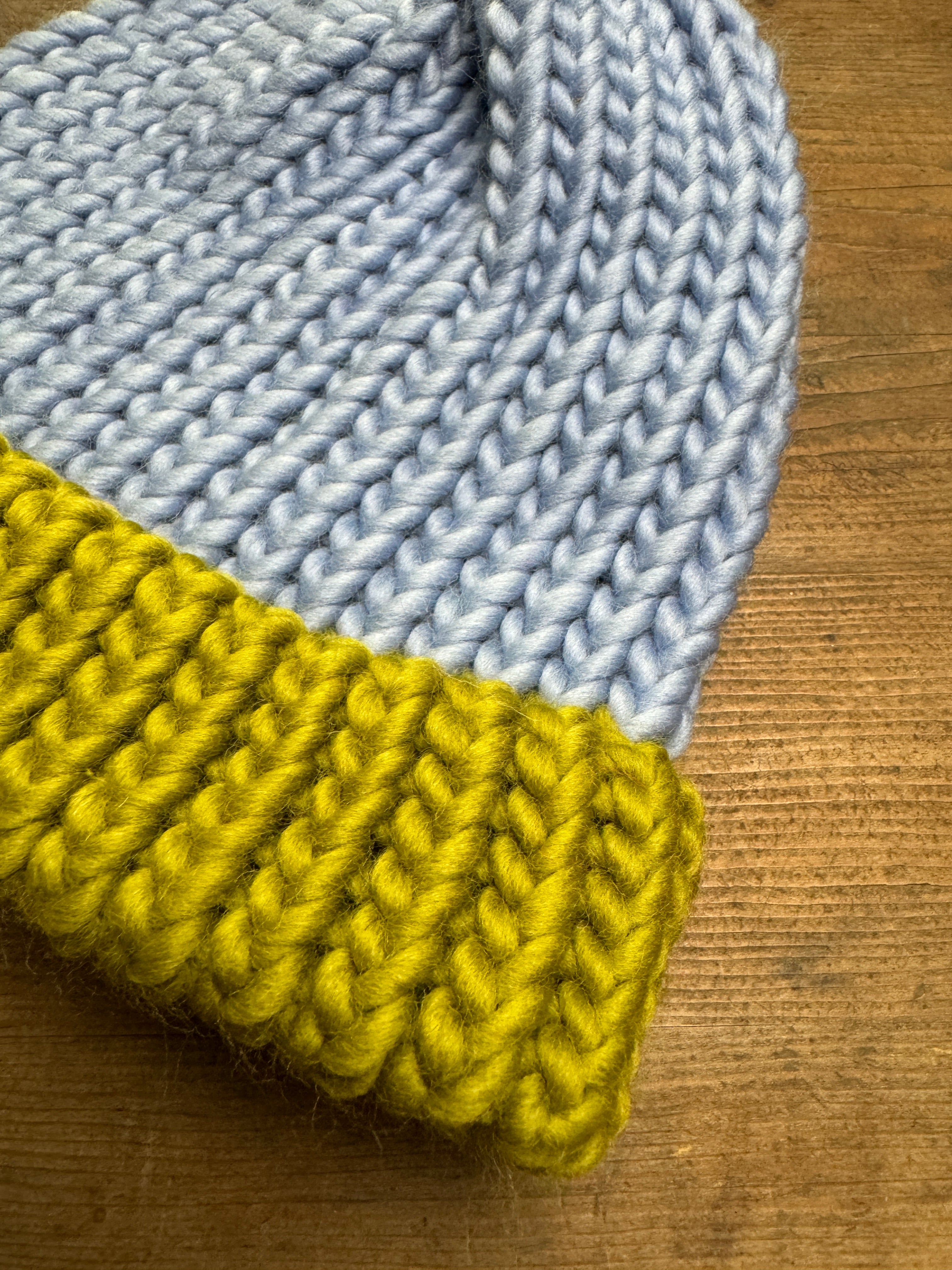 Adult Knitted Beanie Hat - Colourplay Collection - Green and Blue