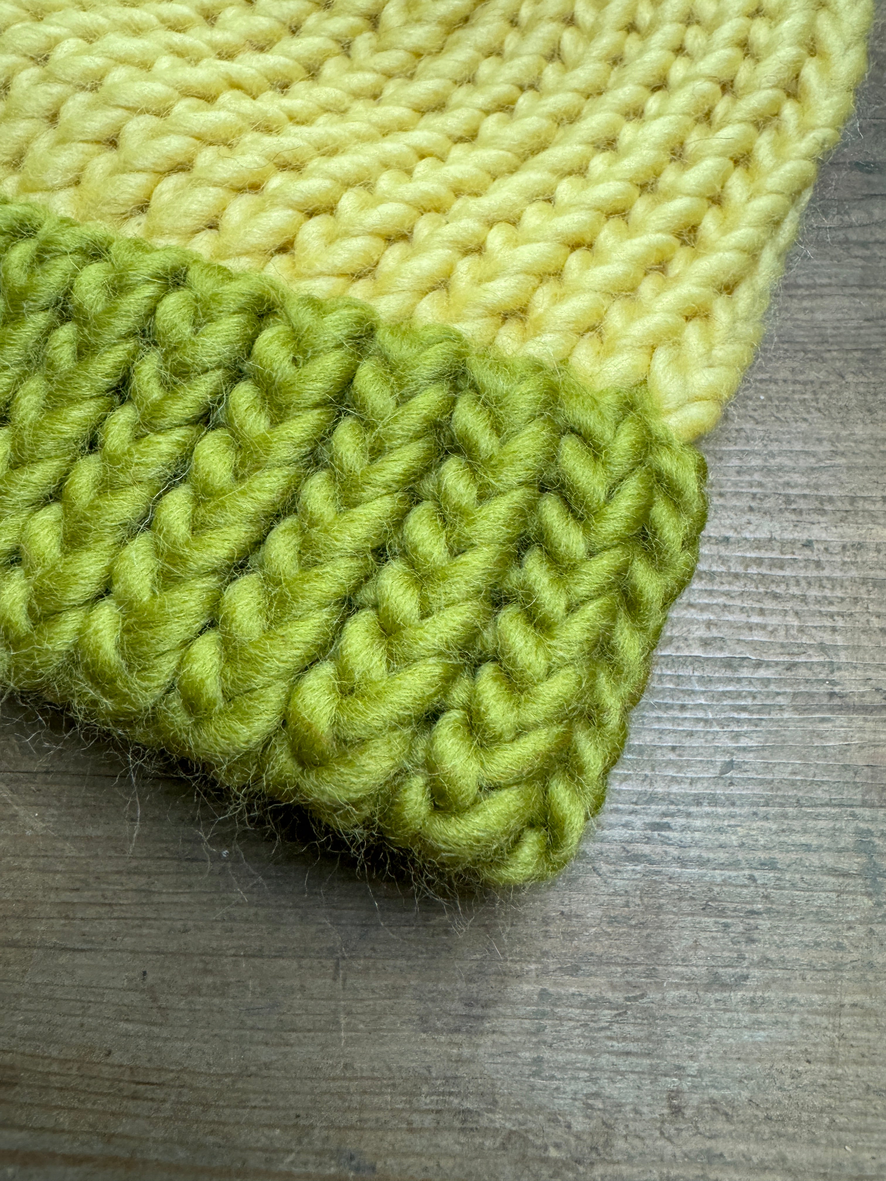 Adult Knitted Beanie Hat - Colourplay Collection - Yellow and Green