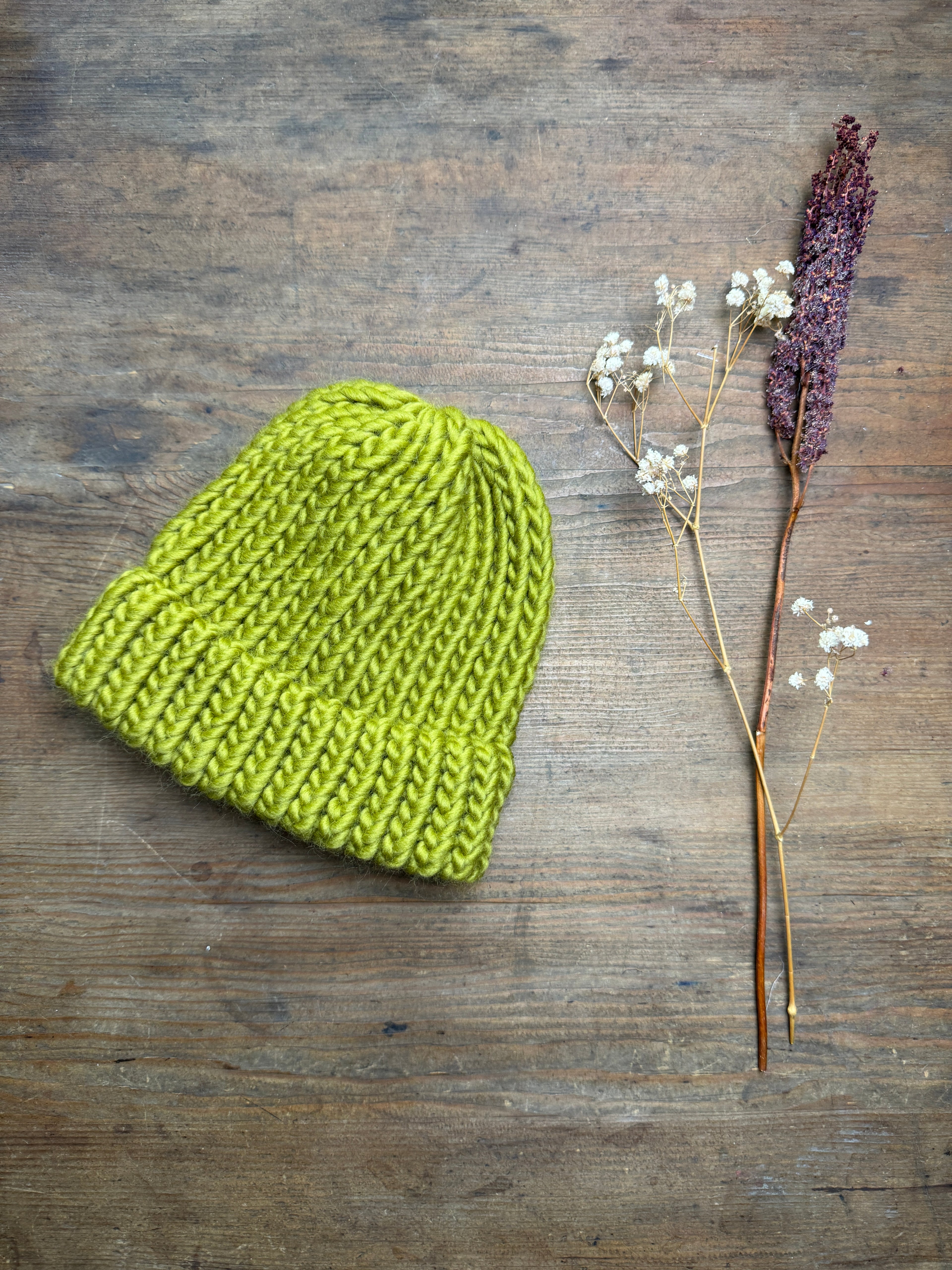 6-12 Months Knitted Hat in Moss Green
