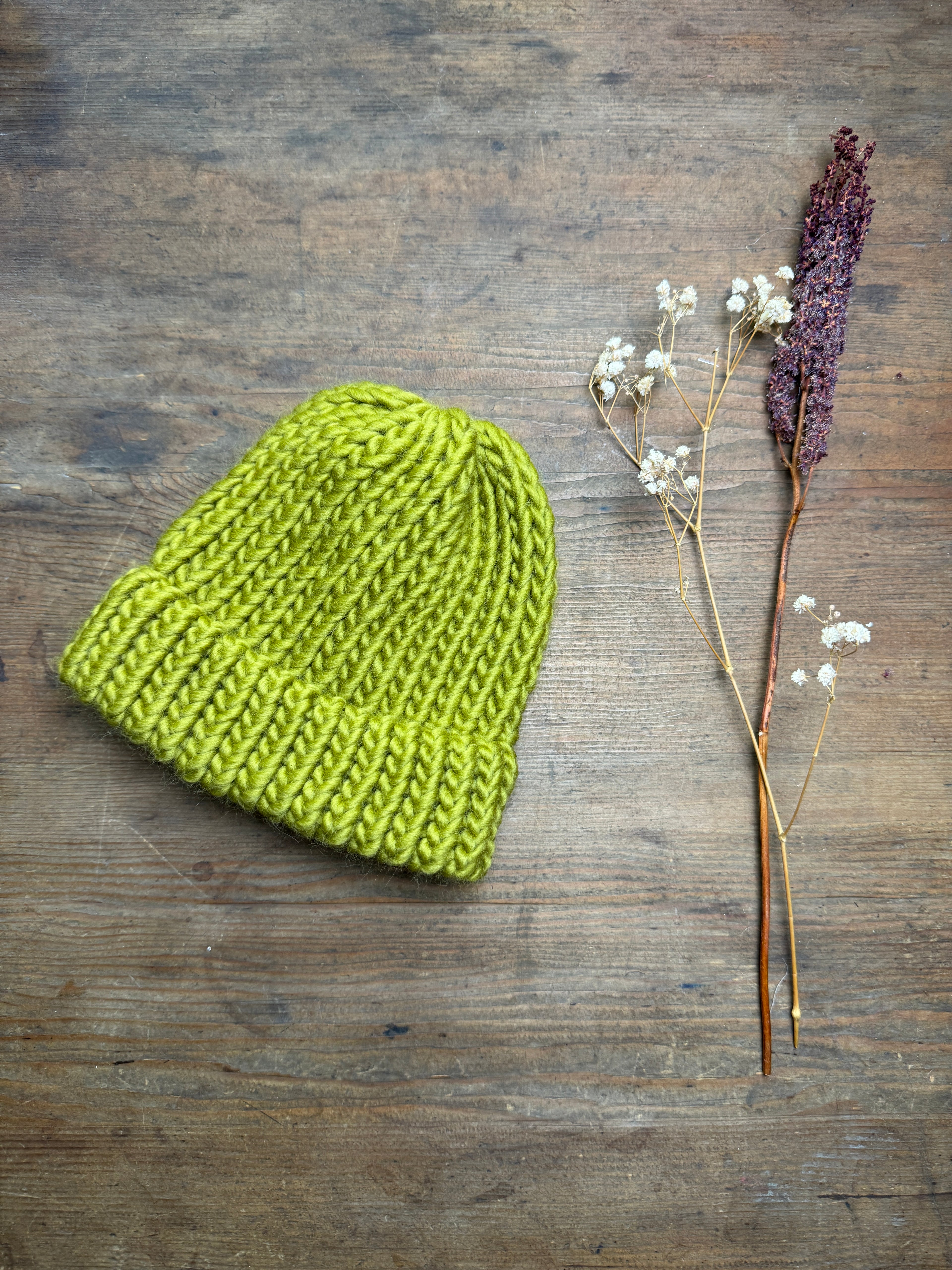 6-12 Months Knitted Hat in Moss Green