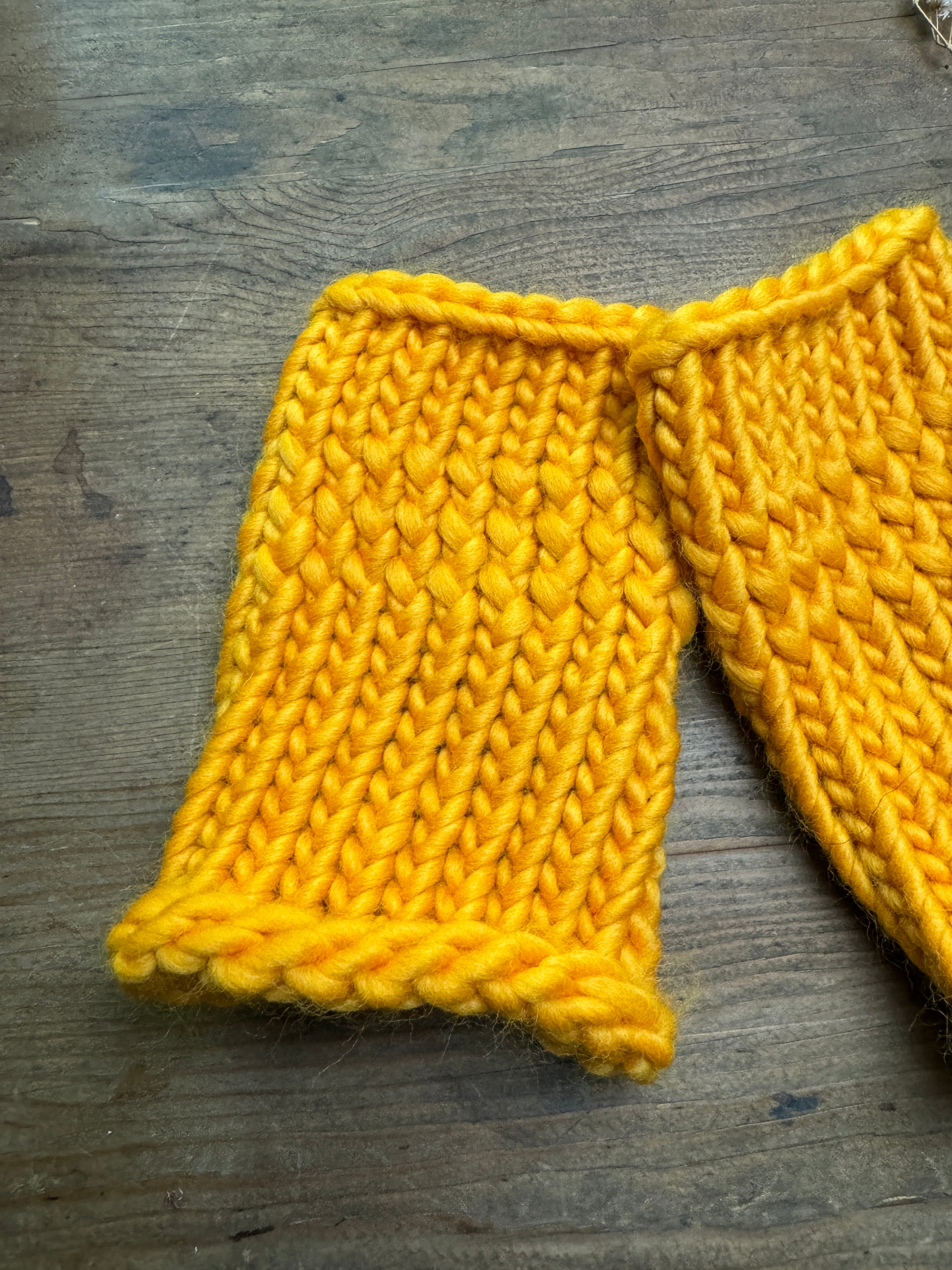 Adult Knitted Fingerless Gloves - Buttercup Yellow