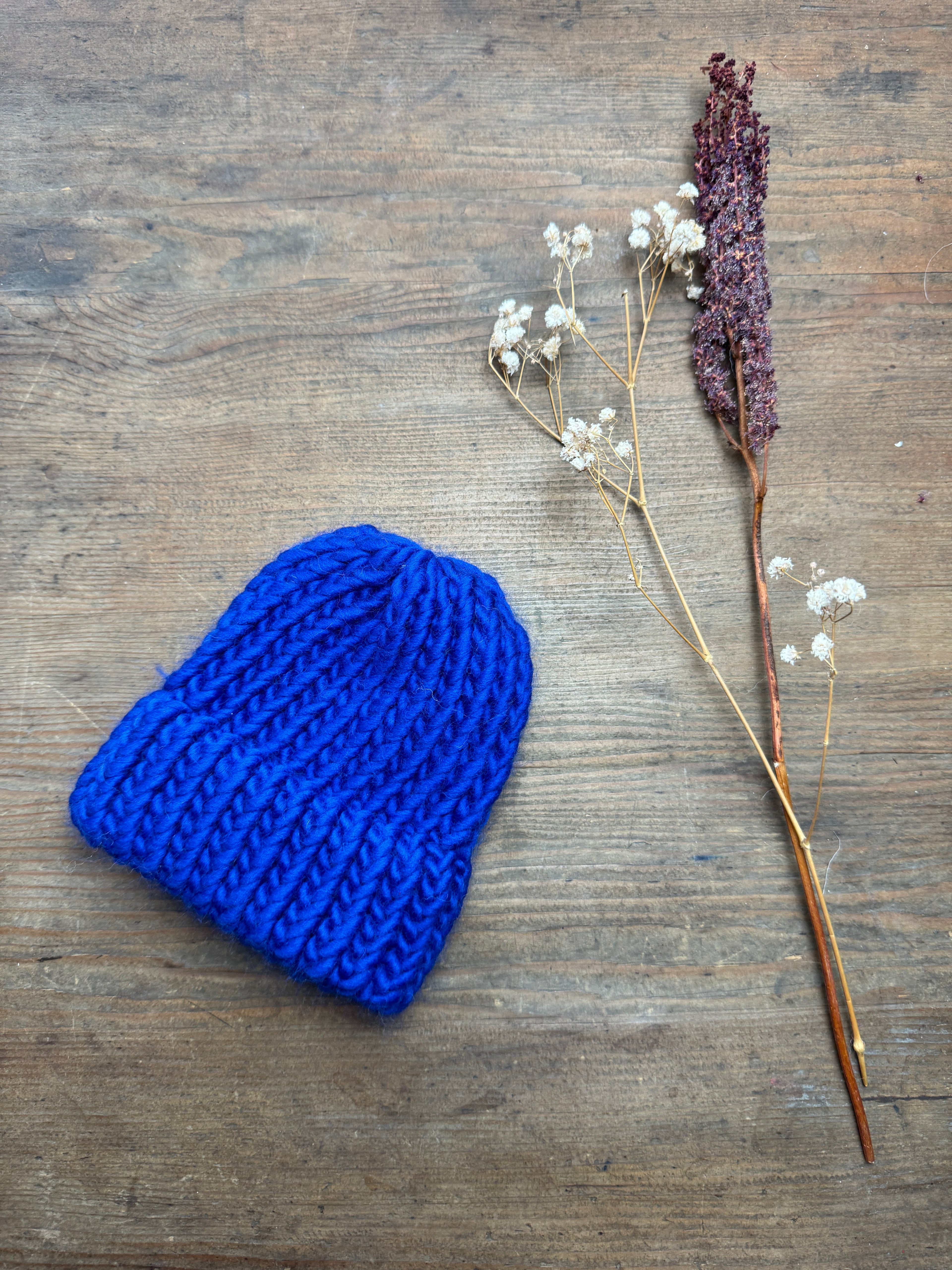 0-3 Months Knitted Hat - Royal Blue