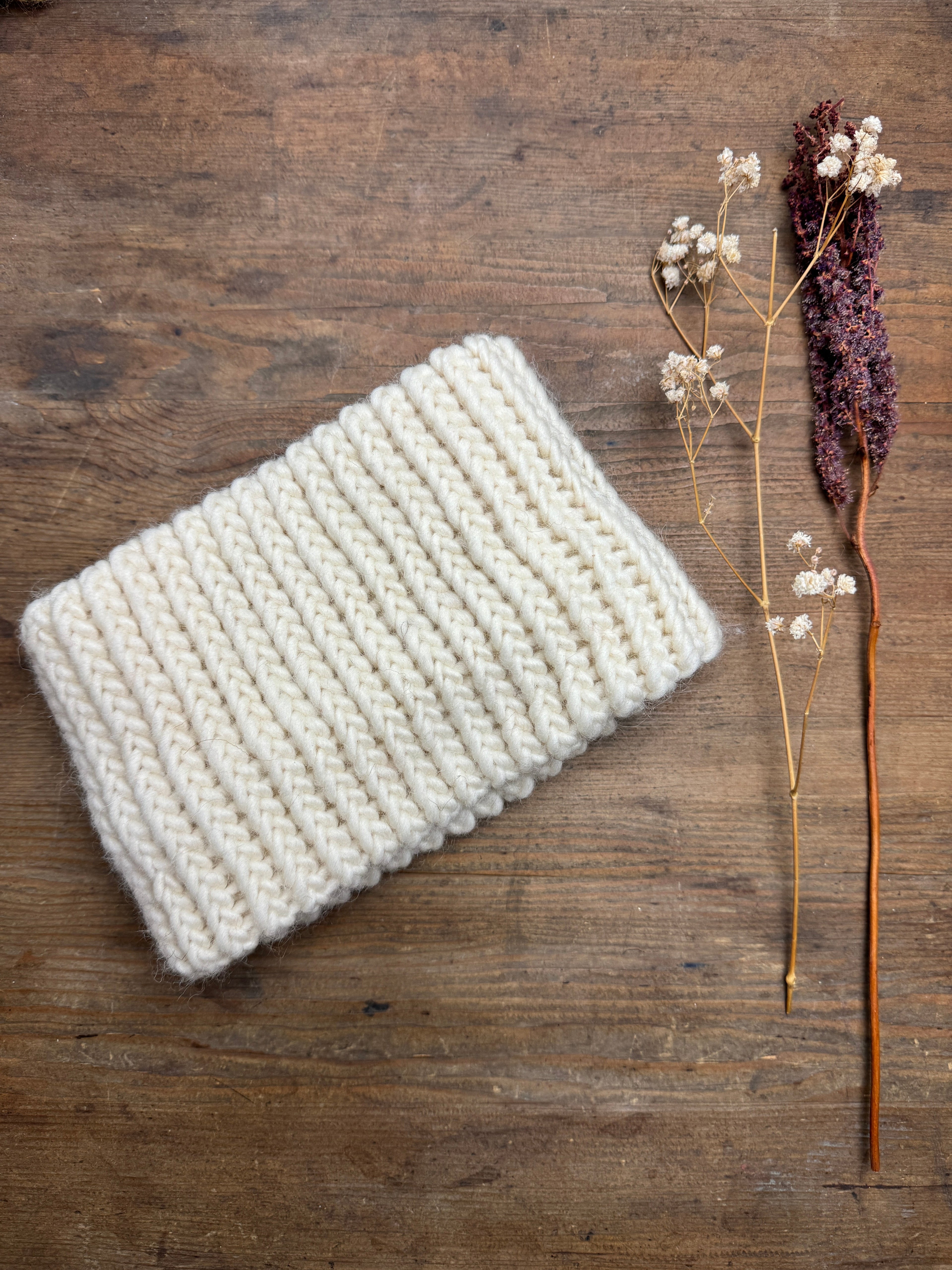 Natural Shetland Knitted Cowl - 100% British Wool - Neck Warmer