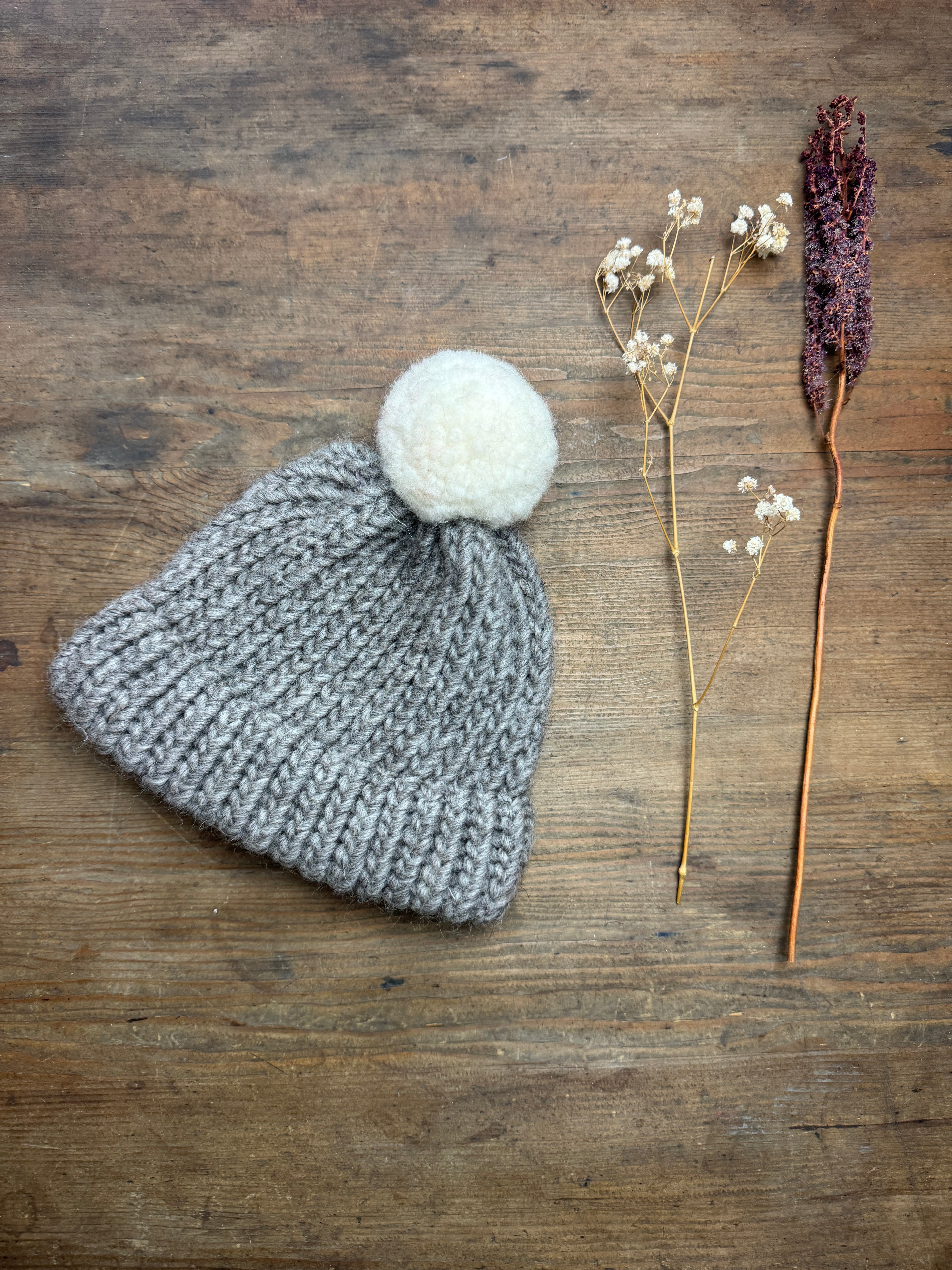 6-12 Months - Hand knitted hat in 100% British Shetland Wool