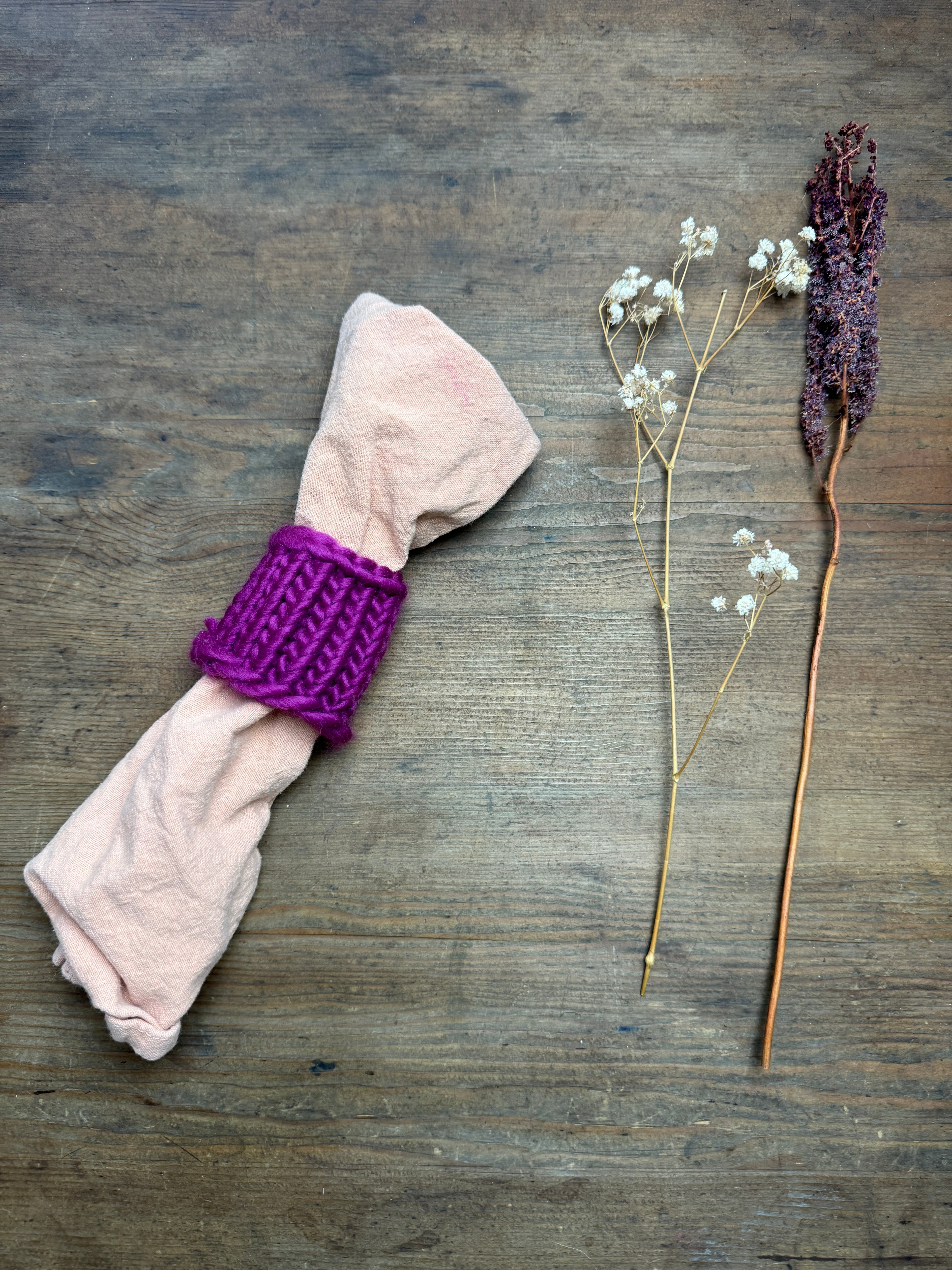 Knitted Napkin Ring - Purple