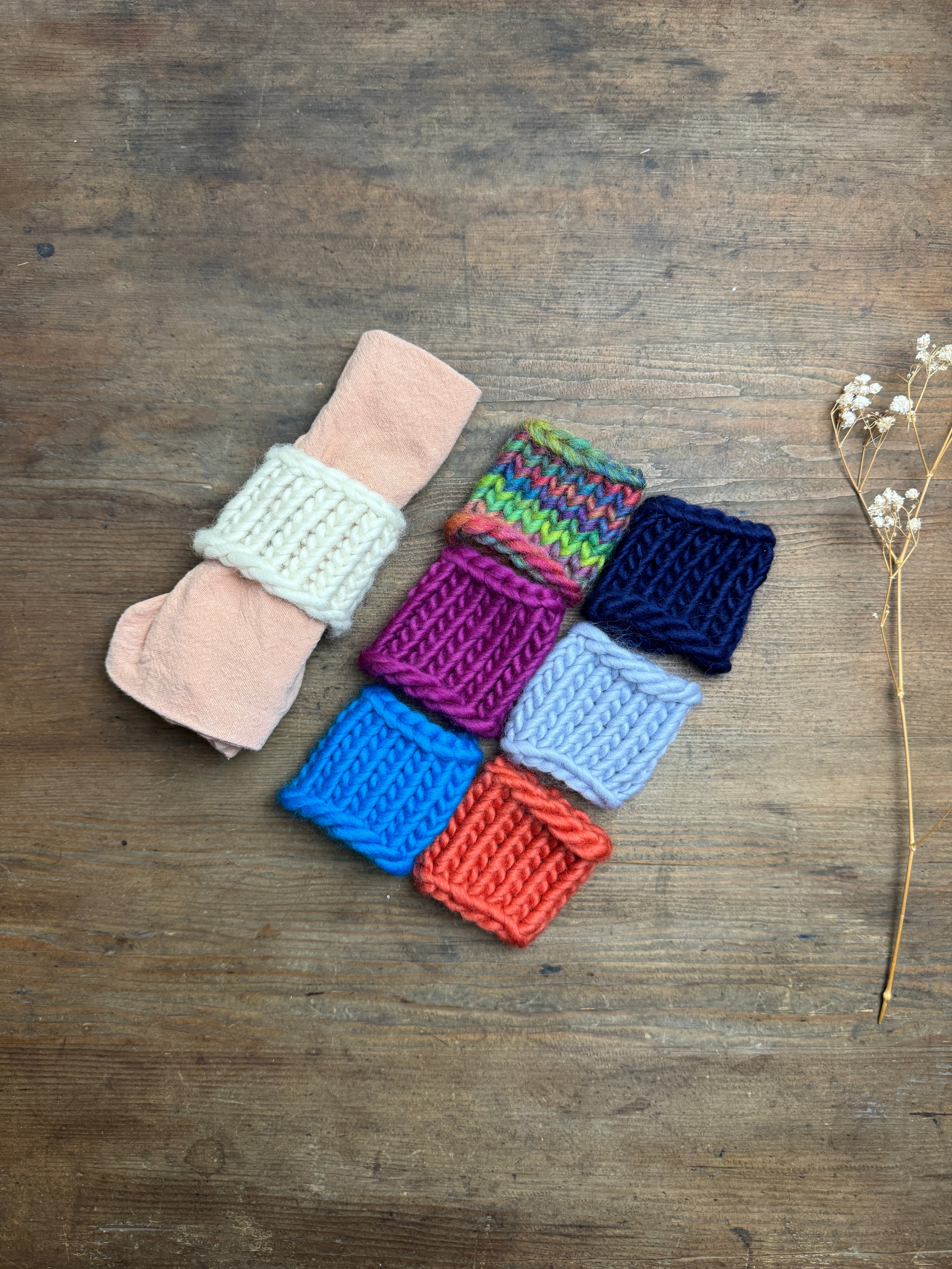 Knitted Napkin Ring - Burnt Orange