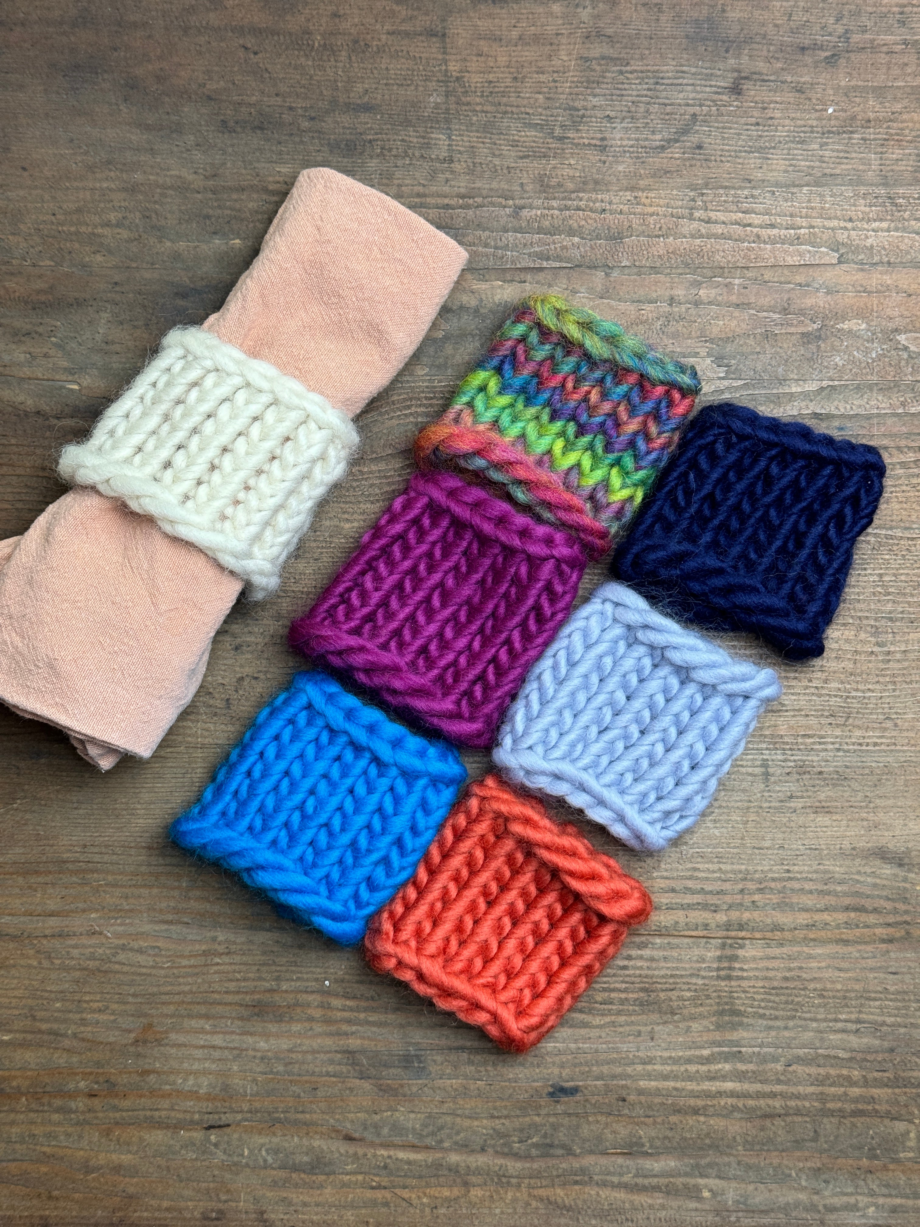 Knitted Napkin Ring - Rainbow