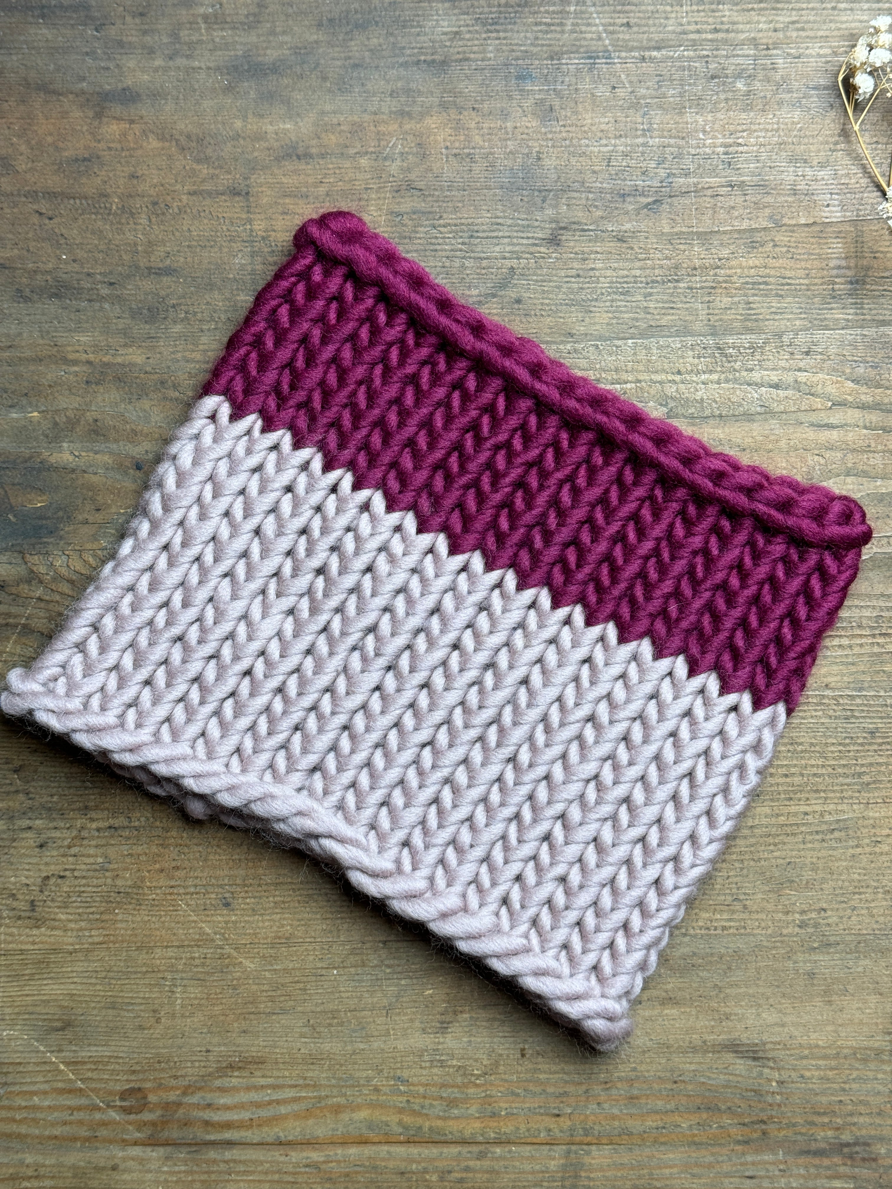 Knitted Neck Warmer Tube Scarf: Neck Gaiter  - 100% Merino - Purples