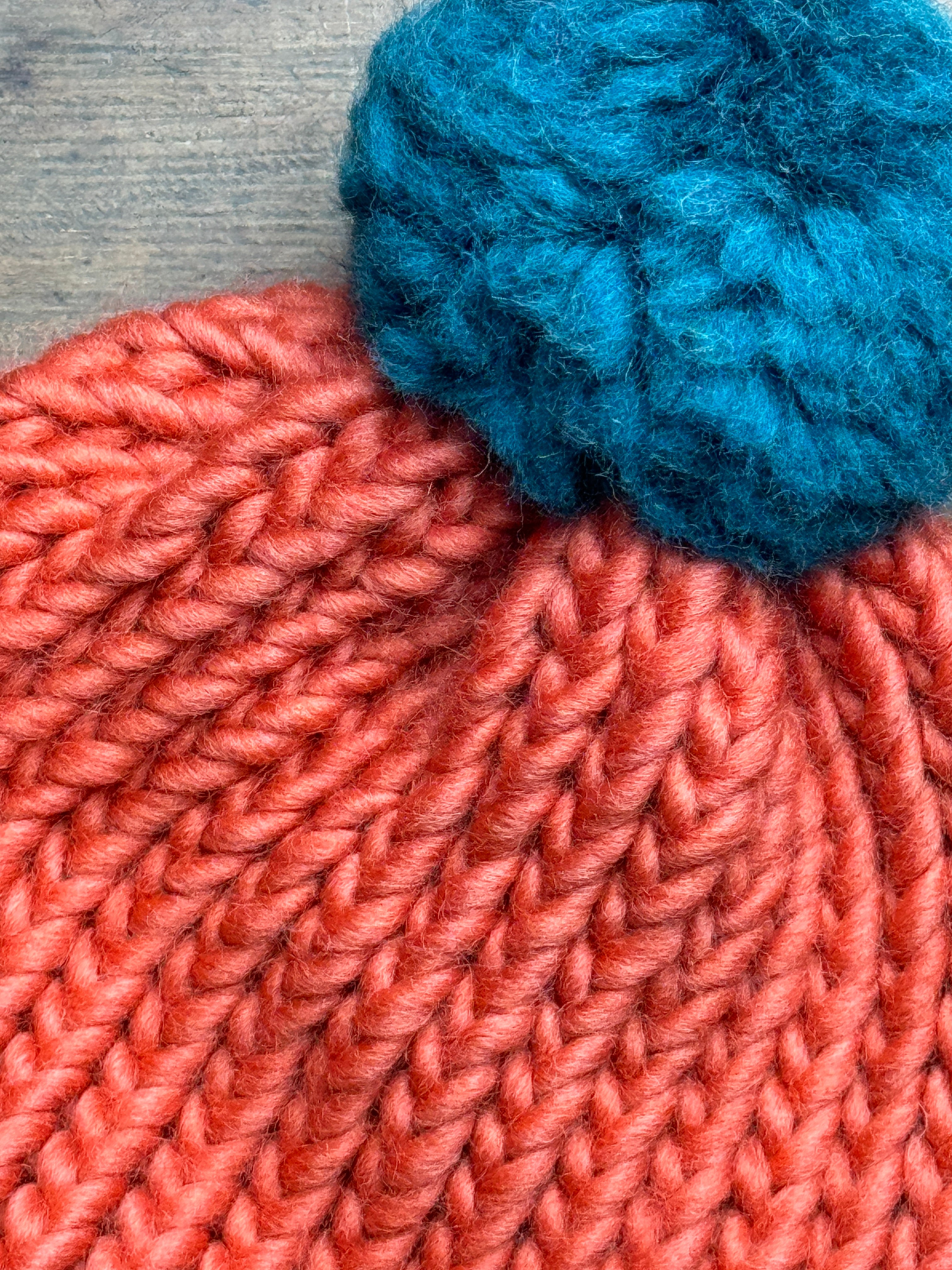 Burnt Orange and Teal Knitted Hat - Adult