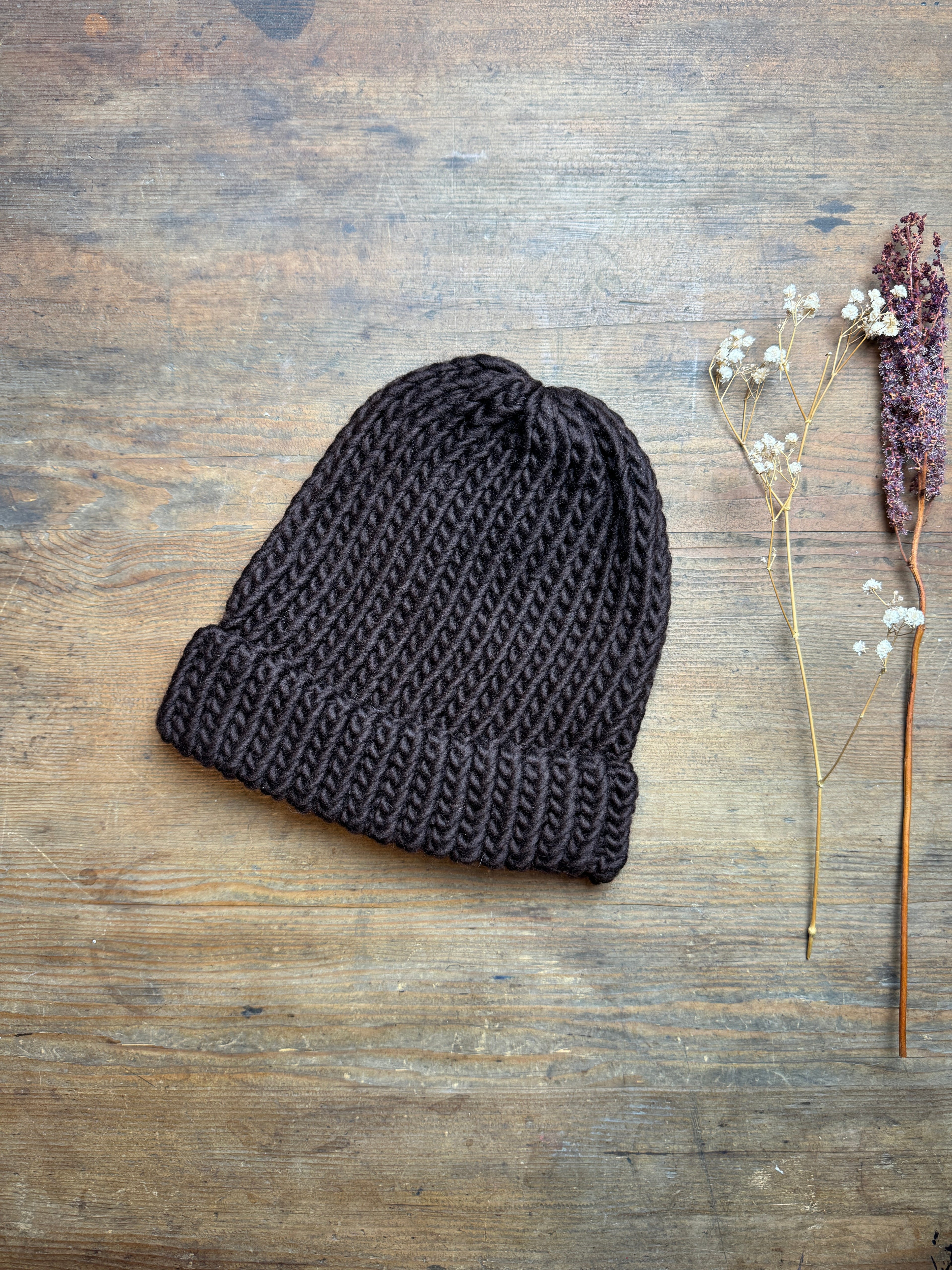 Adult Knitted Hat - Brown knitted beanie