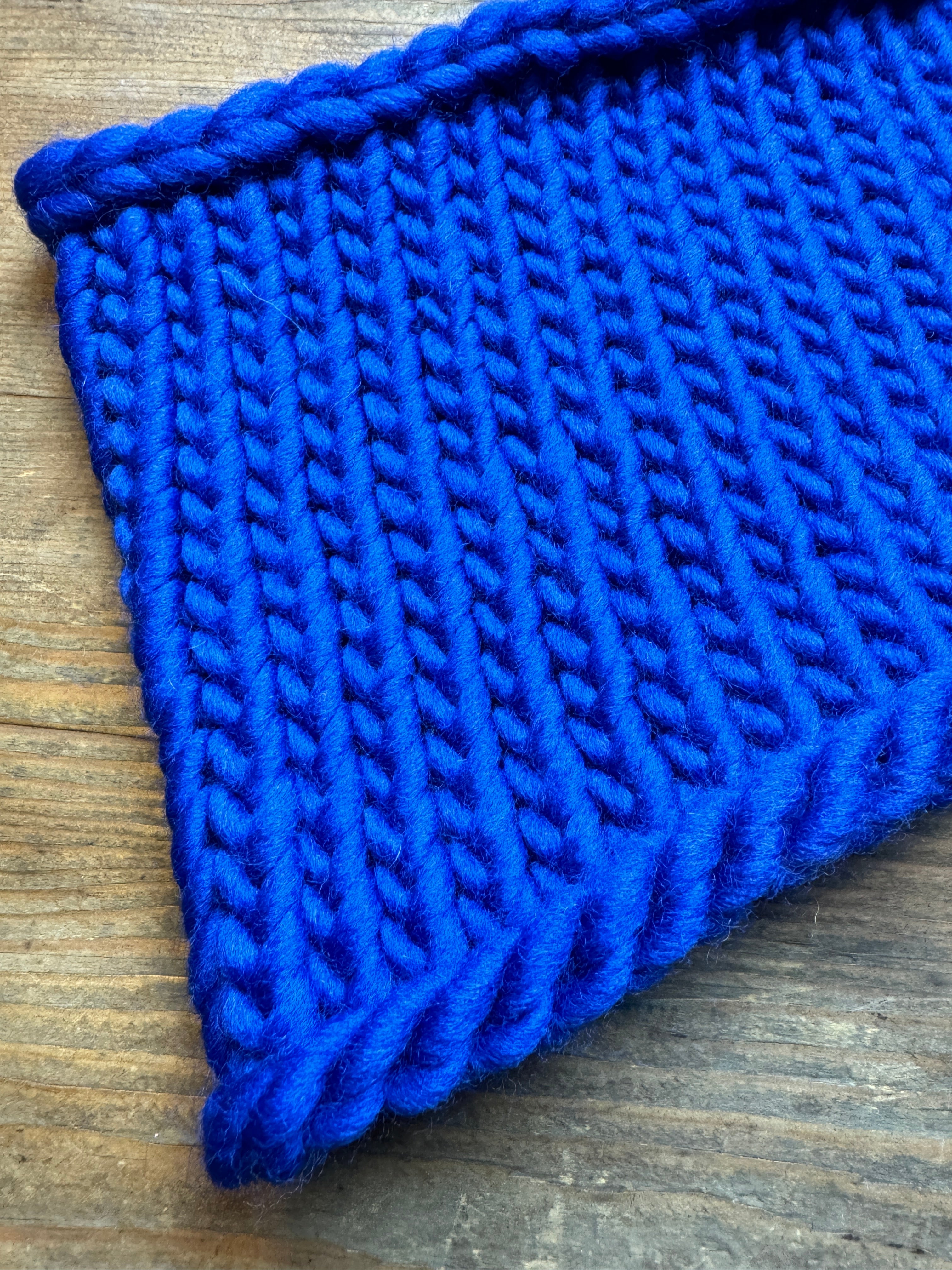 Knitted Neck Warmer Tube Scarf: Neck Gaiter  - 100% Merino Wool - Royal Blue