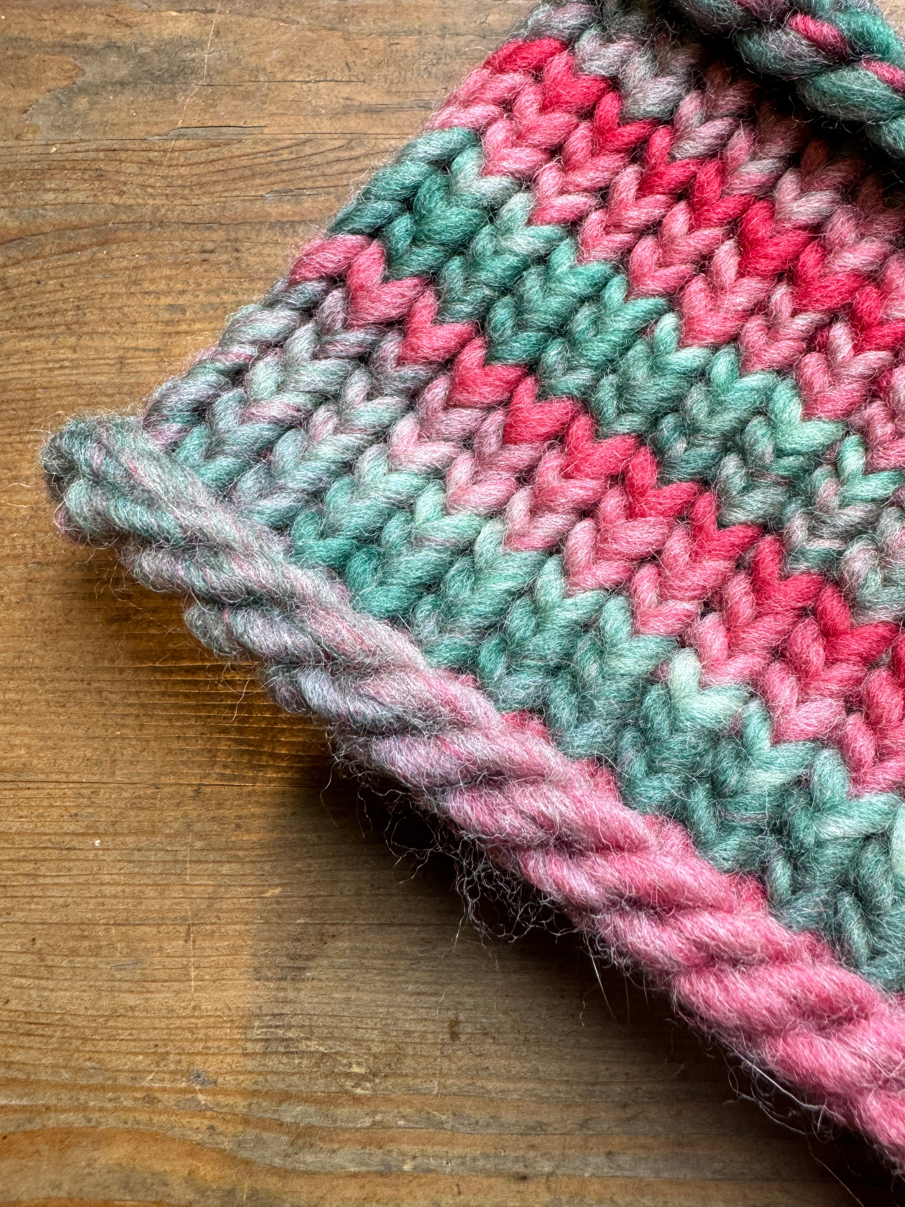 Knitted Neck Warmer Tube Scarf: Neck Gaiter  - 100% Wool - Watermelon