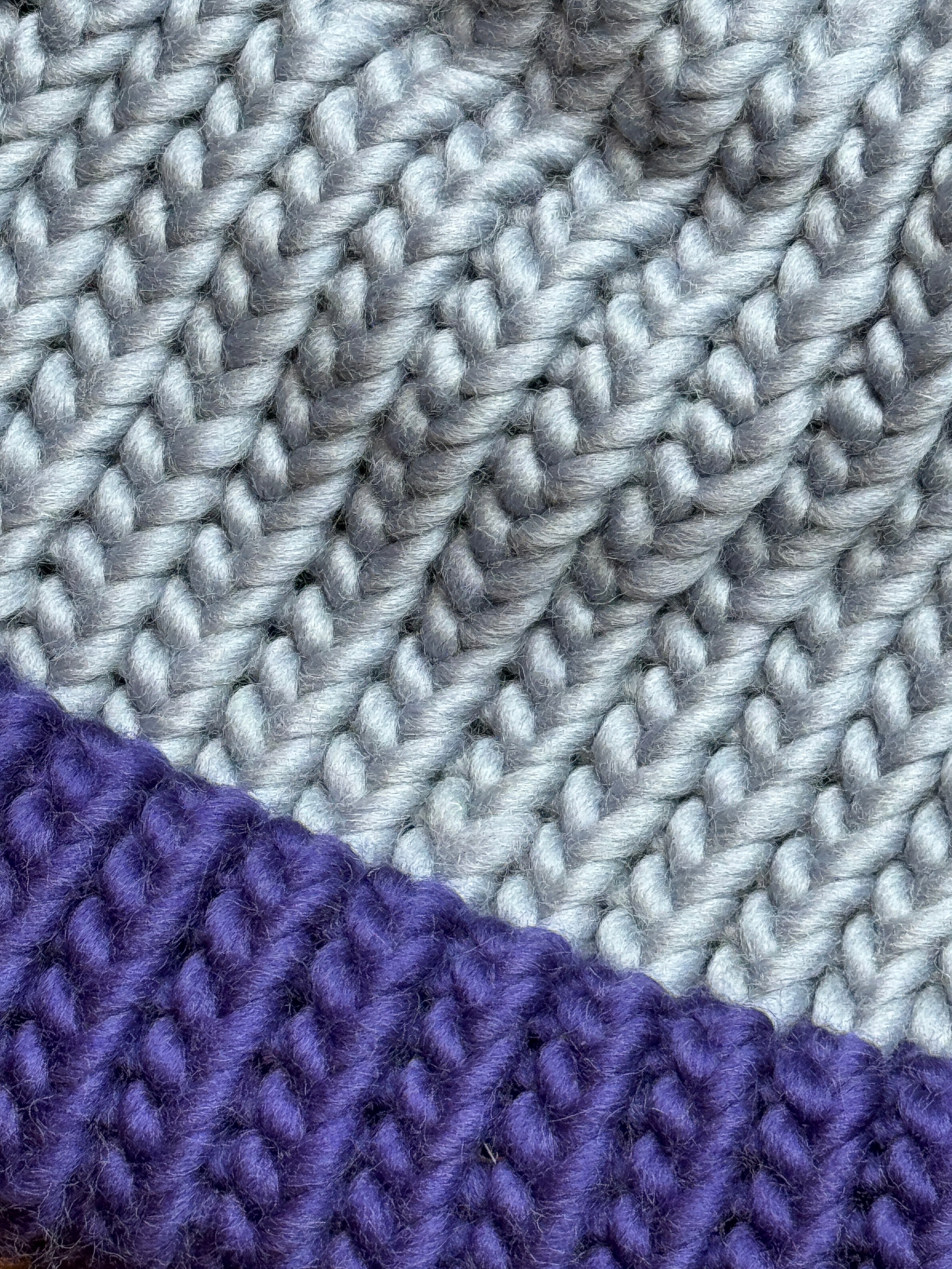 Adult Knitted Beanie Hat - Colourplay Collection - Purple and Grey