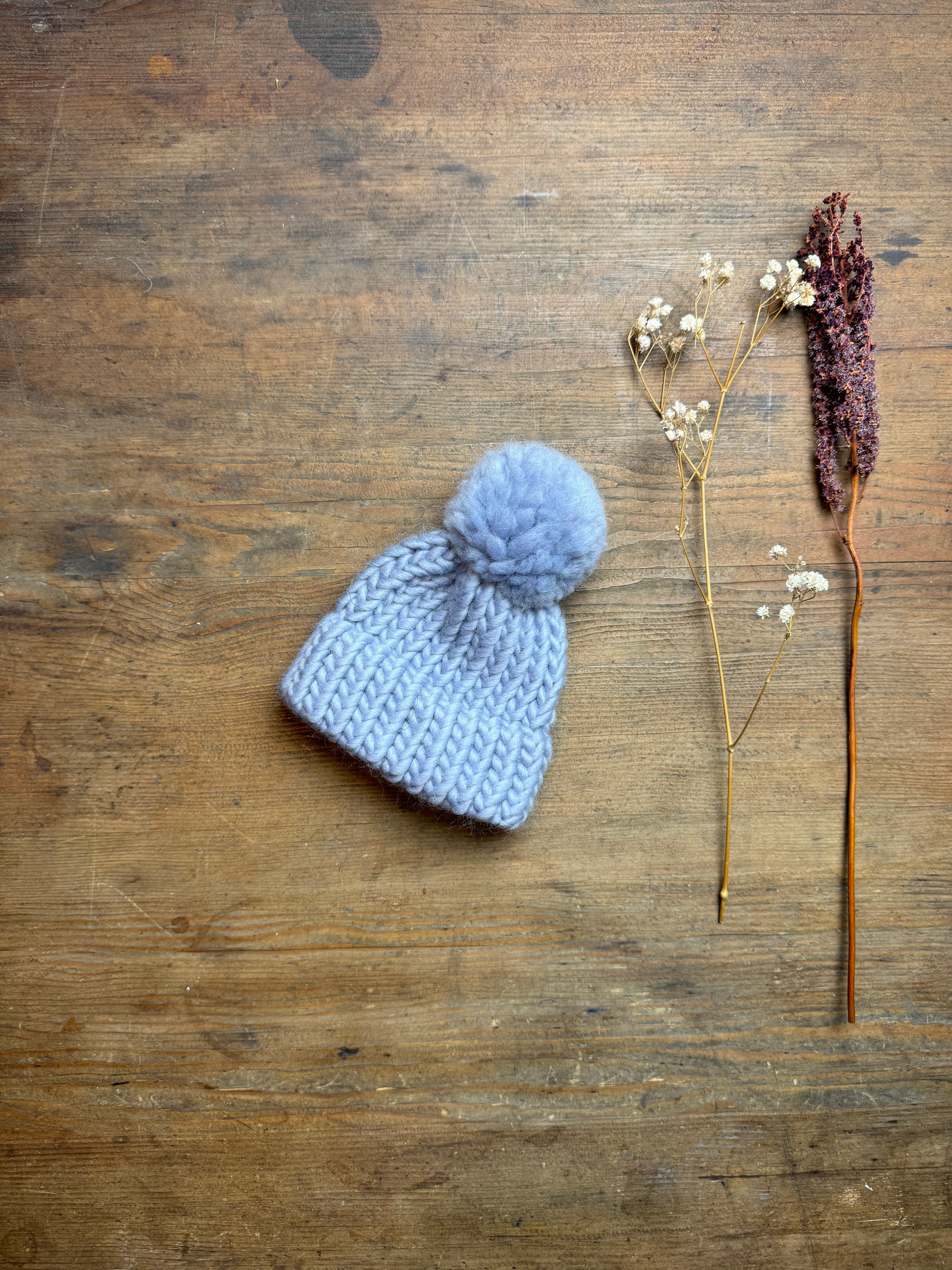 Tiny knitted hat made from 100% wool - Tiny baby, Soft Toy, Doll - Light Grey