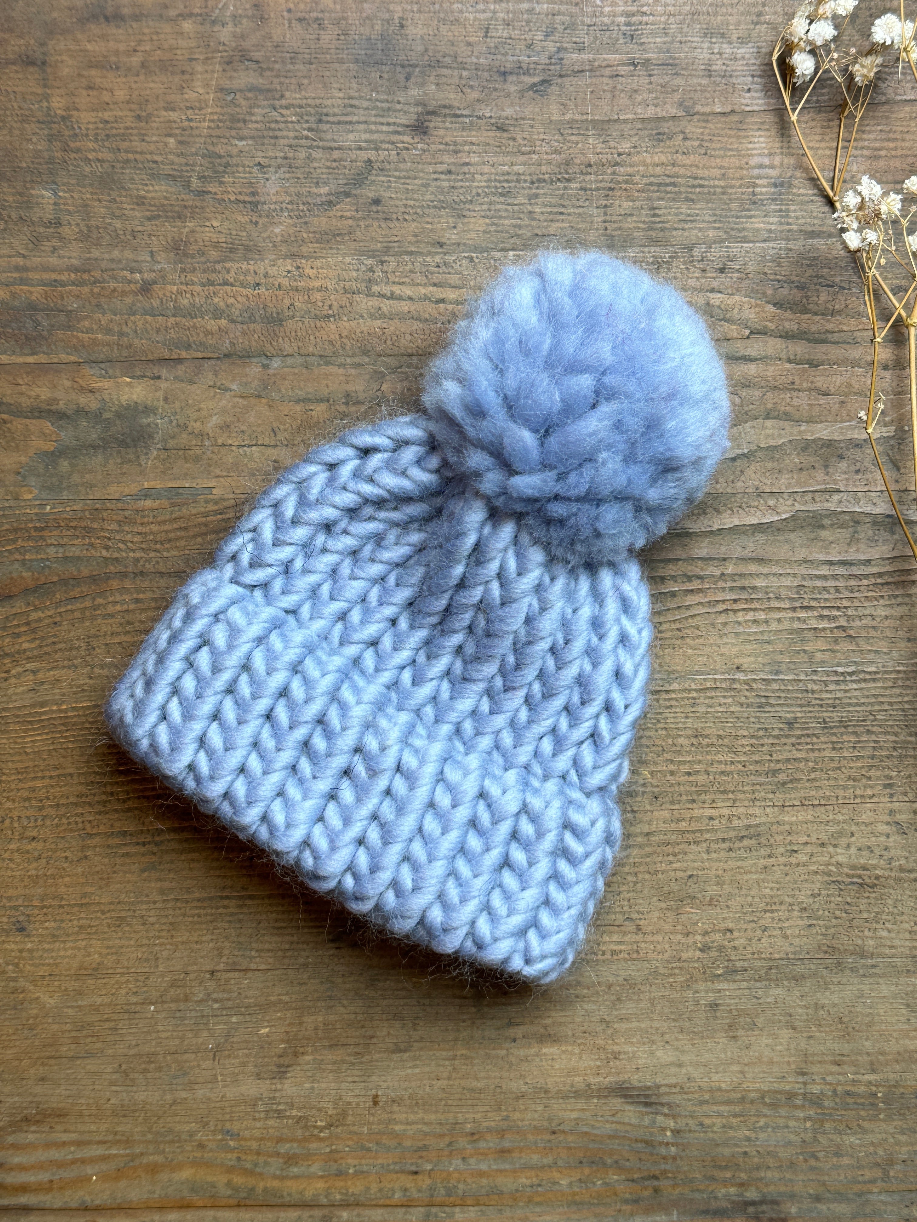 Tiny knitted hat made from 100% wool - Tiny baby, Soft Toy, Doll - Light Grey
