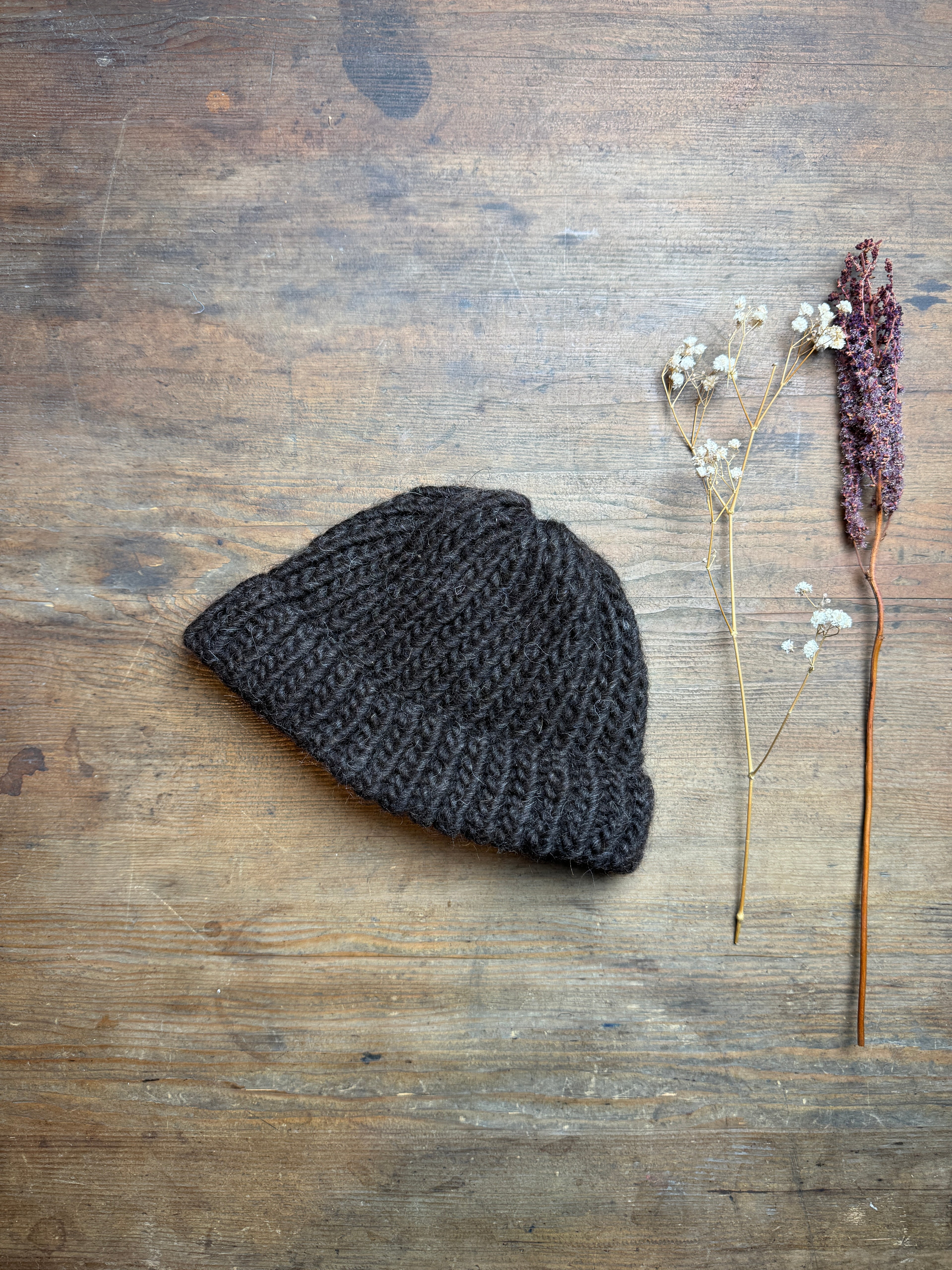 Black Shetland - British Wool Knitted Baby Hat