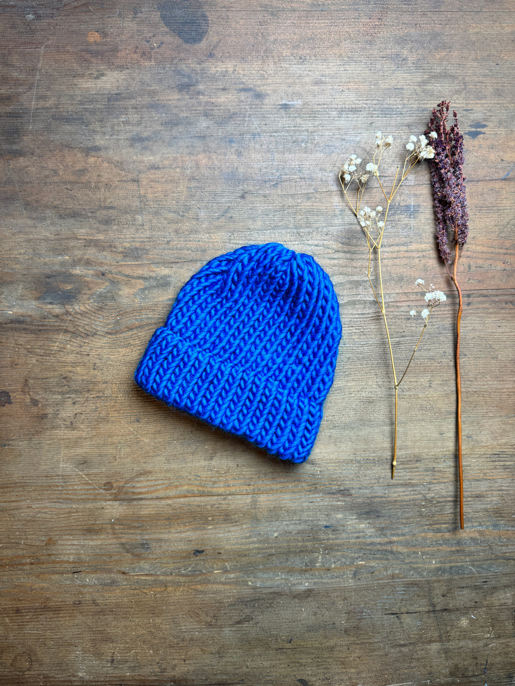 Blue merino wool hat - 6-12 Months Baby