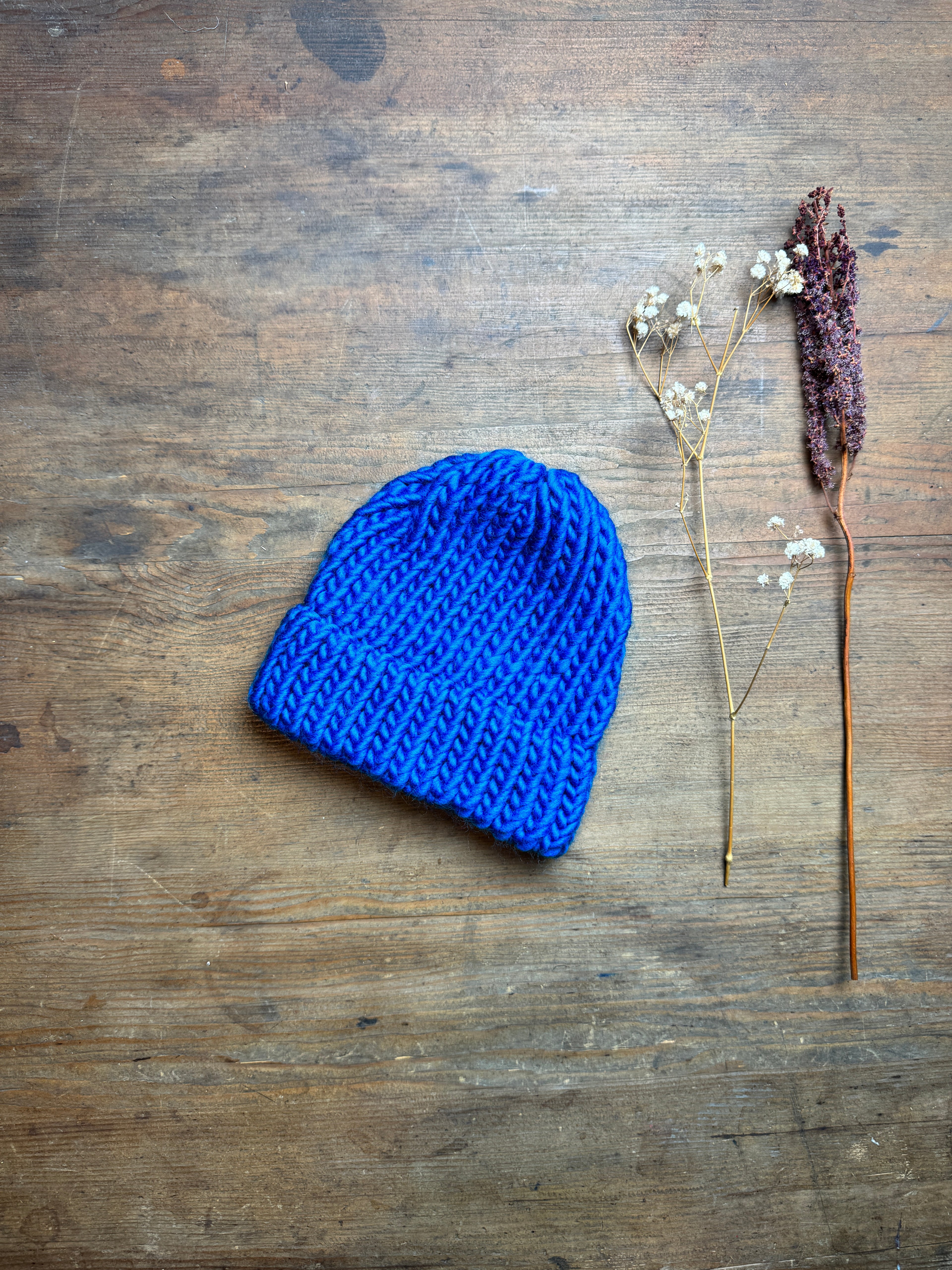 Blue merino wool hat - 6-12 Months Baby