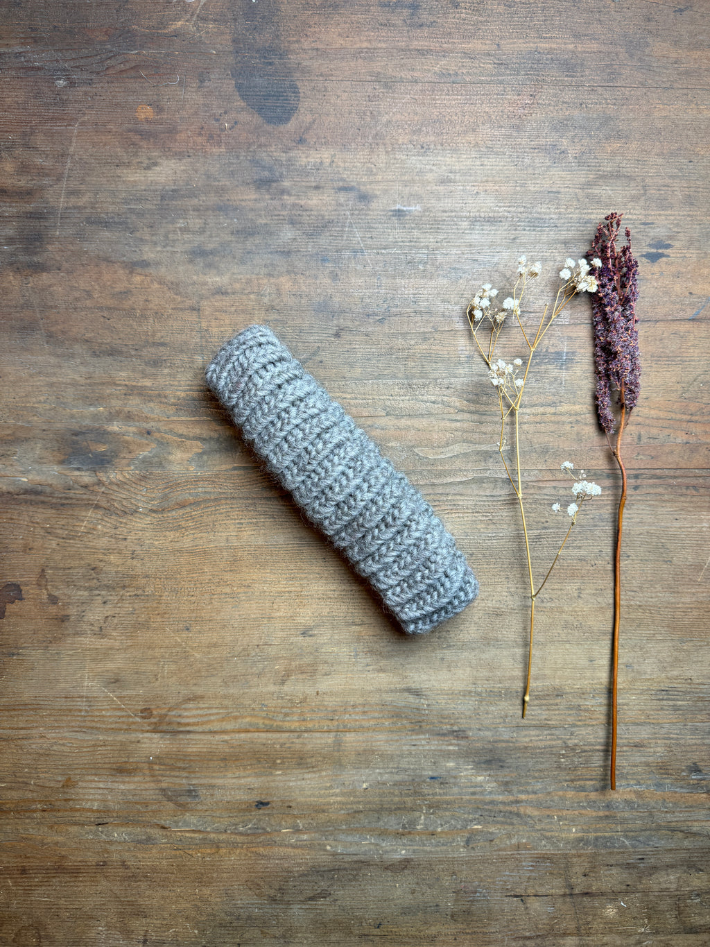 Knitted Headband in Grey Shetland