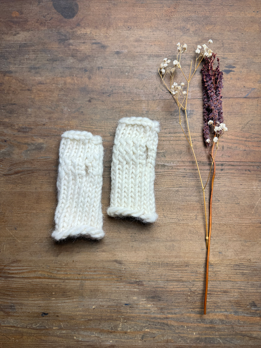 Knitted British Wool Fingerless Gloves - Toddler - 2-5 Years