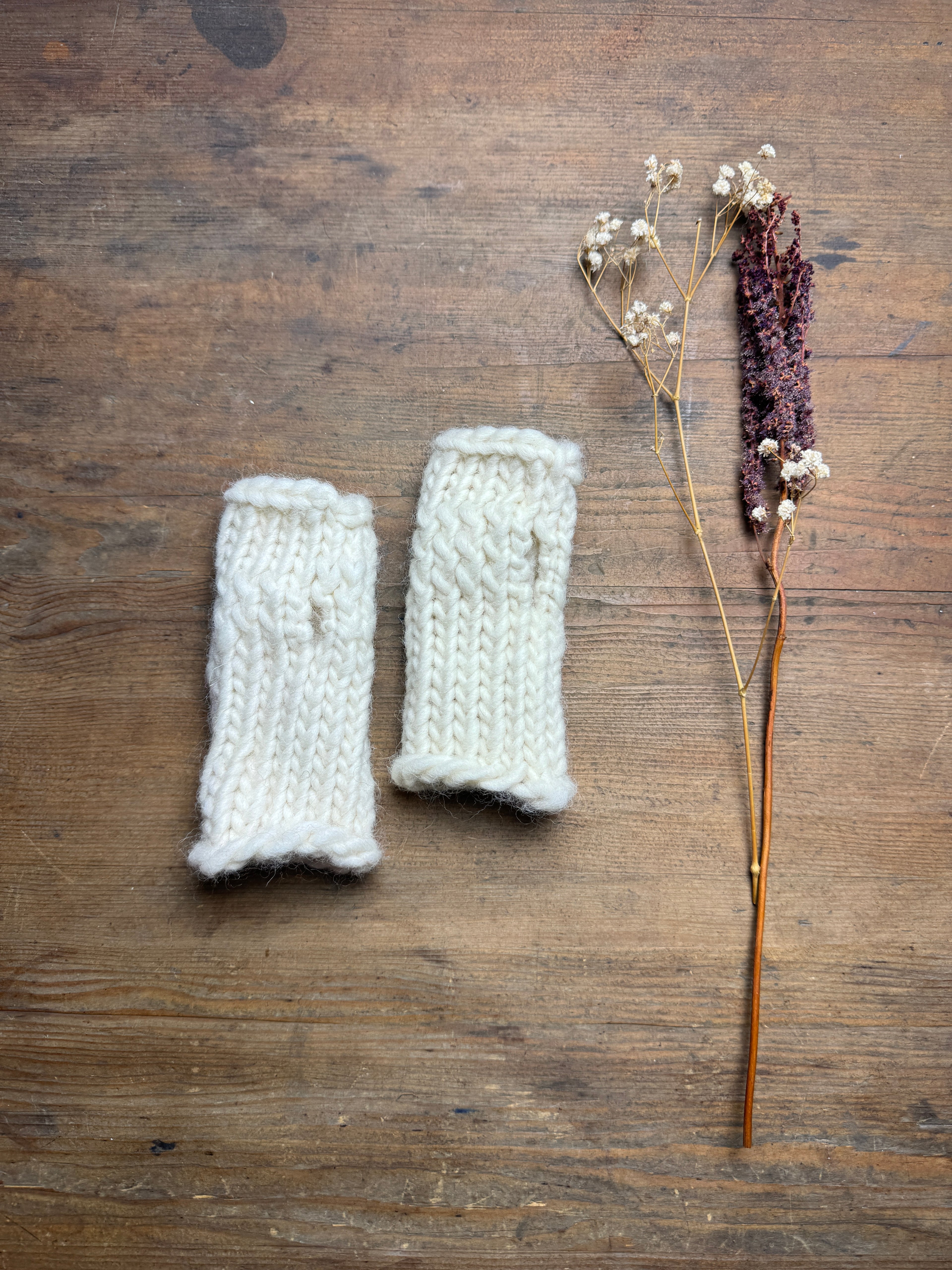 Knitted British Wool Fingerless Gloves - Toddler - 2-5 Years