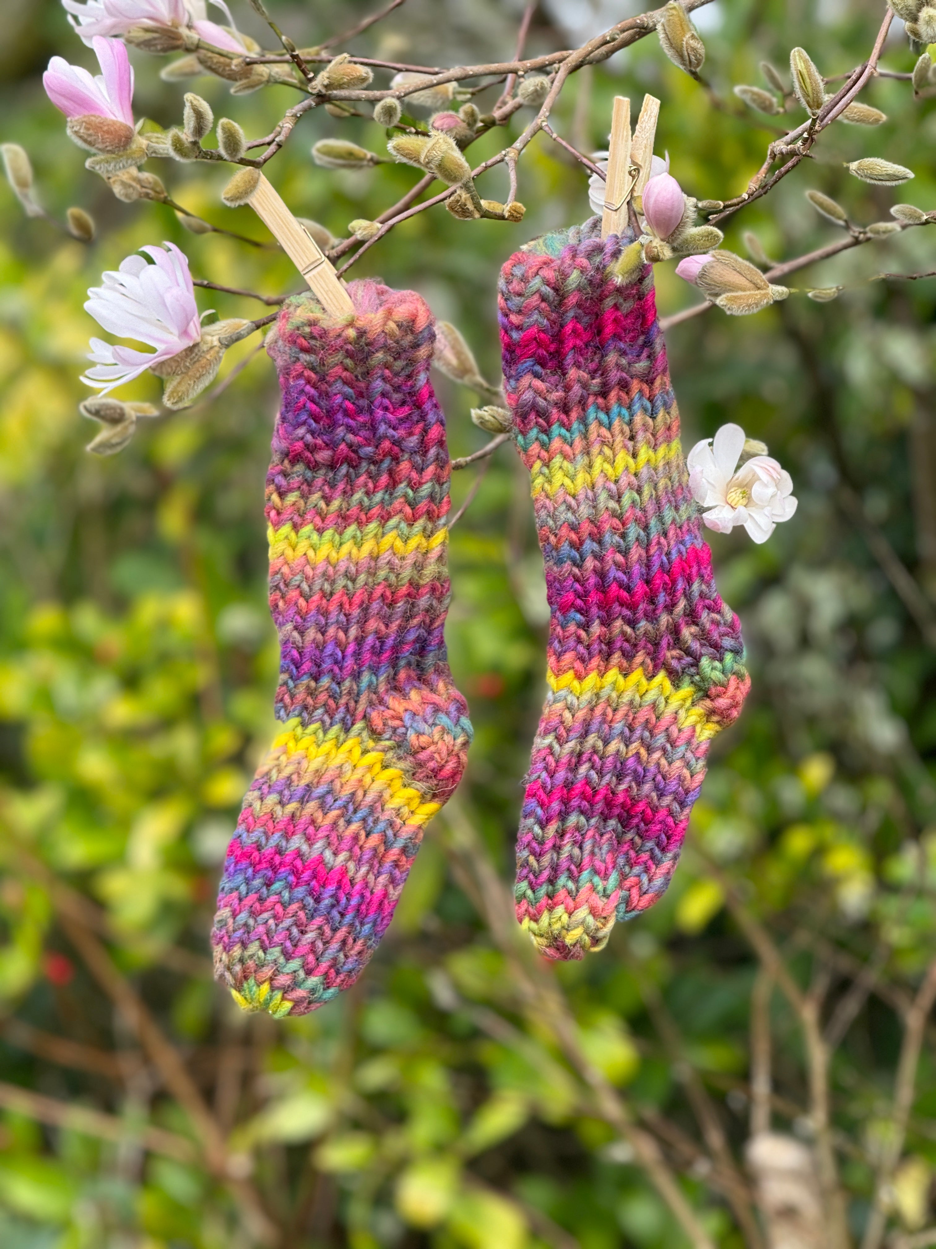Hand knitted rainbow socks - Toddler/ Young Child