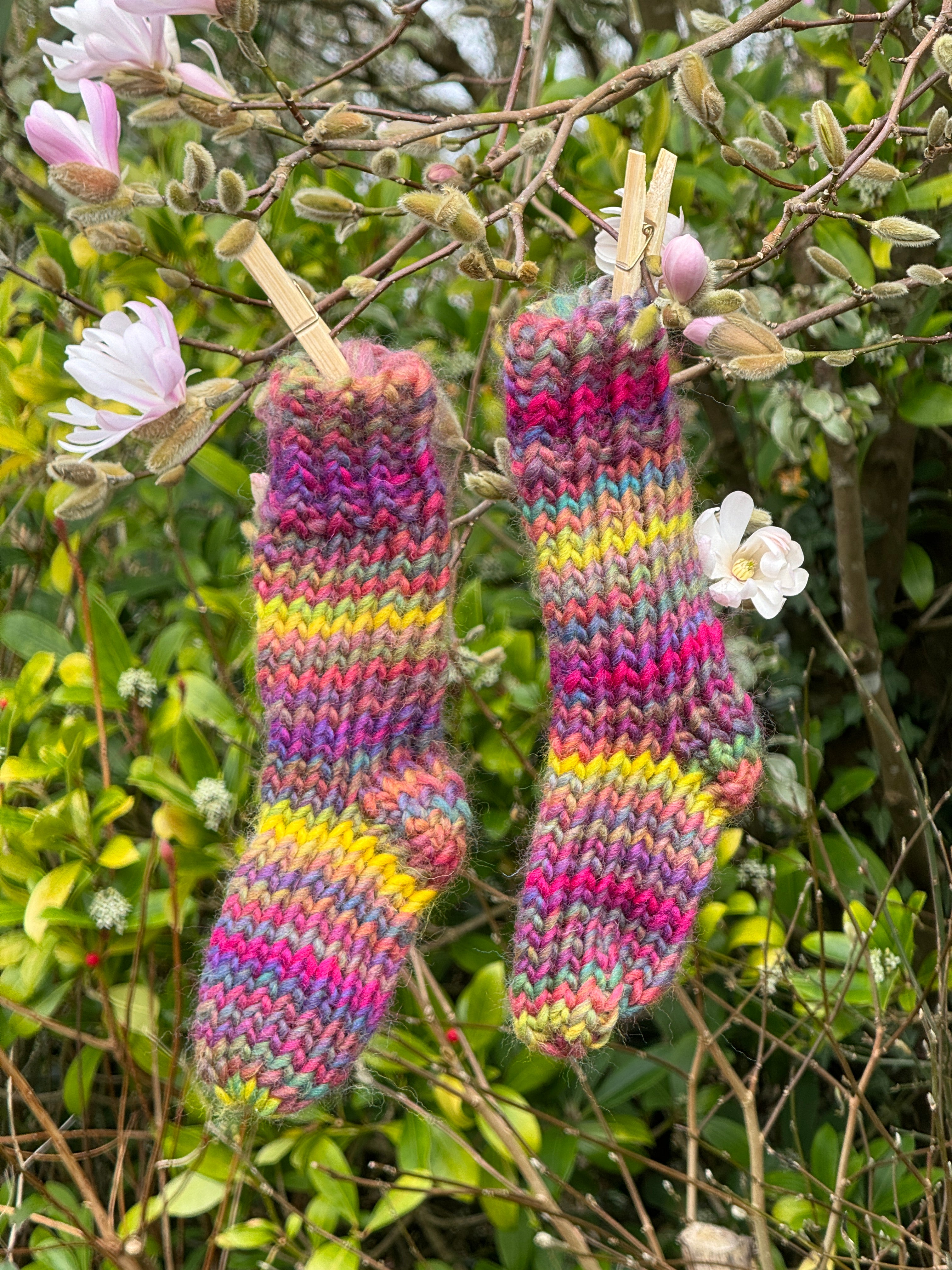 Hand knitted rainbow socks - Toddler/ Young Child