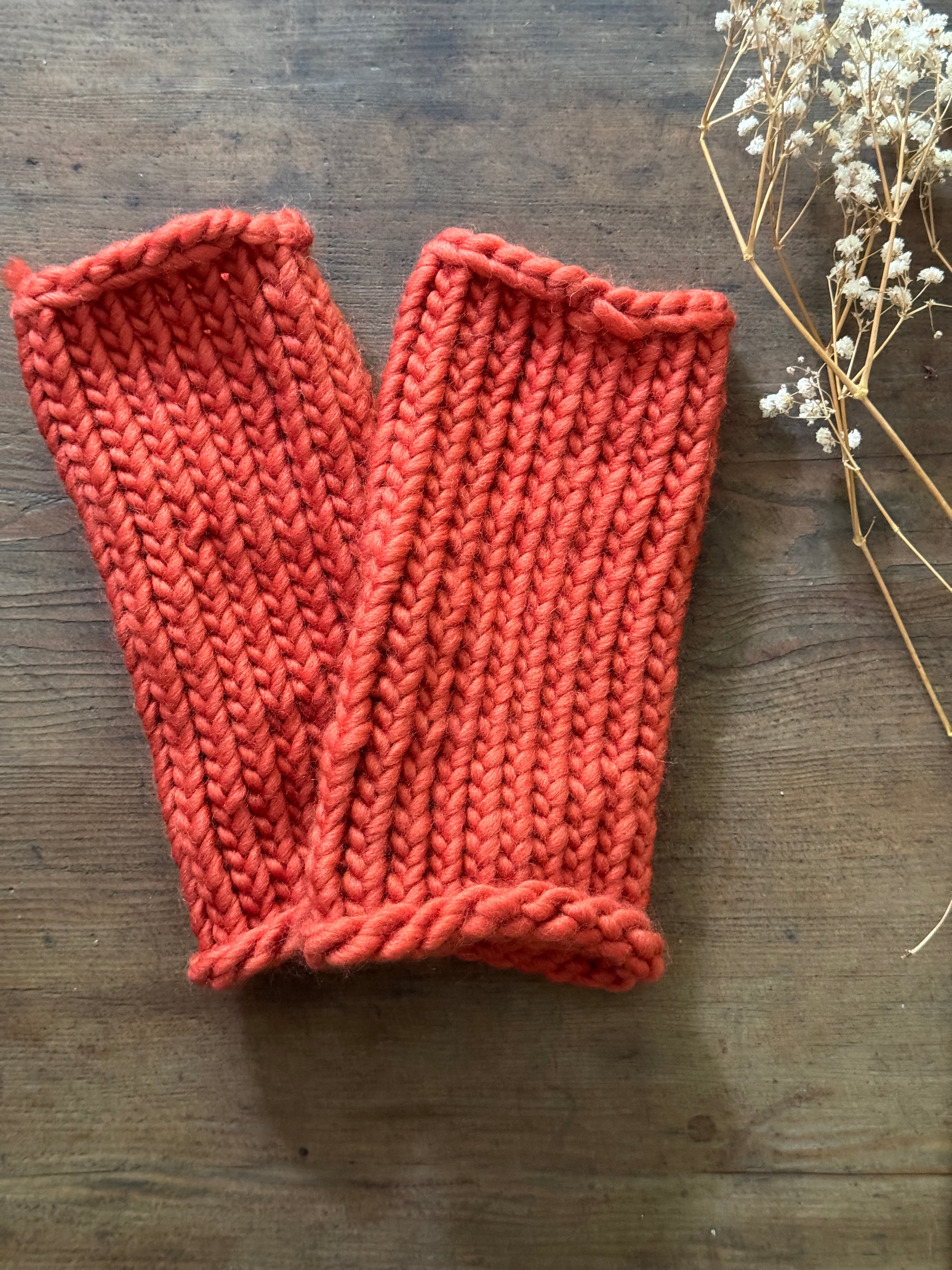 Burnt orange wrist warmers - 100% Merino Wool