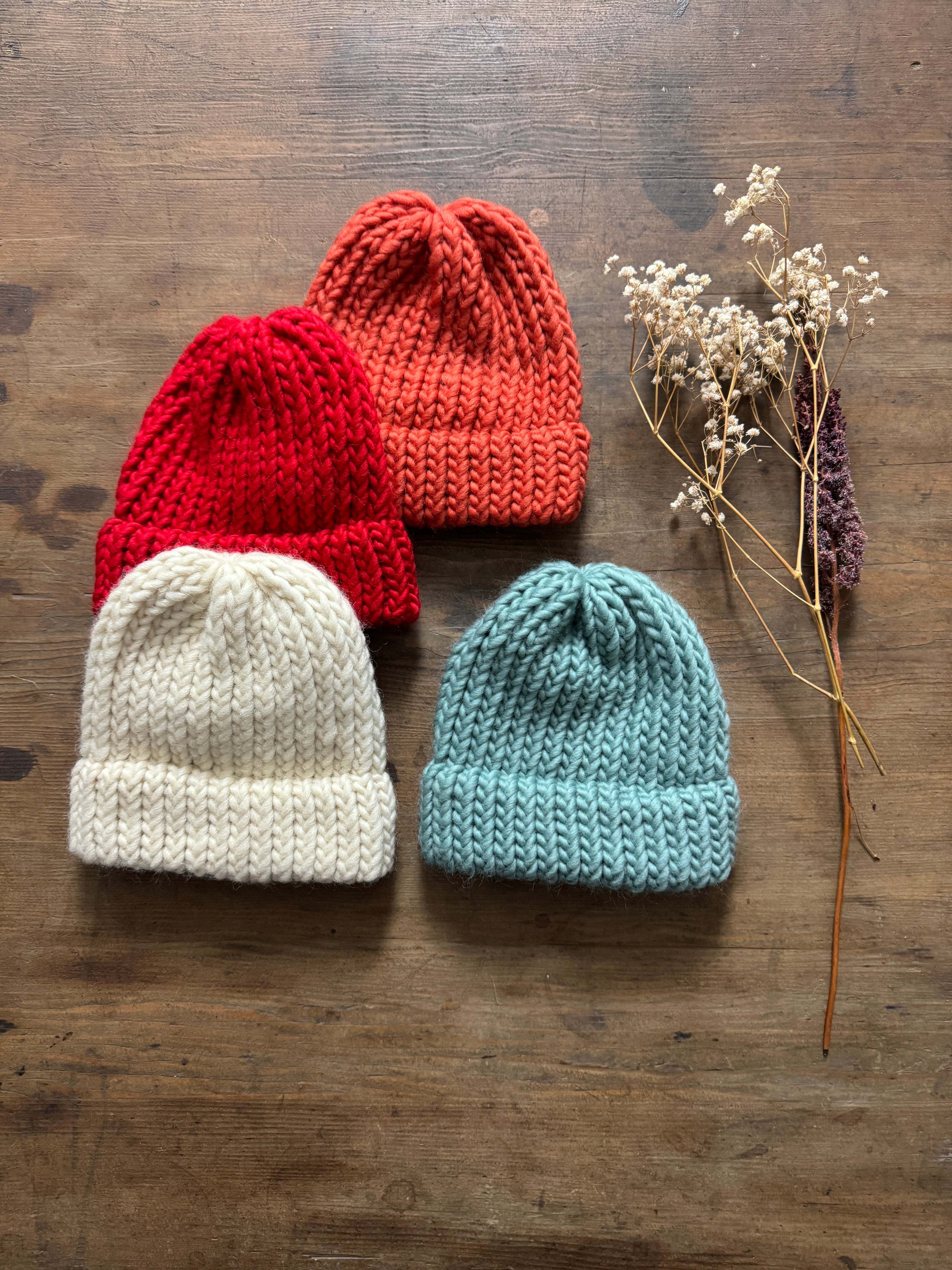 Hand-Knitted Wool Beanie Hat - Child/Baby Size