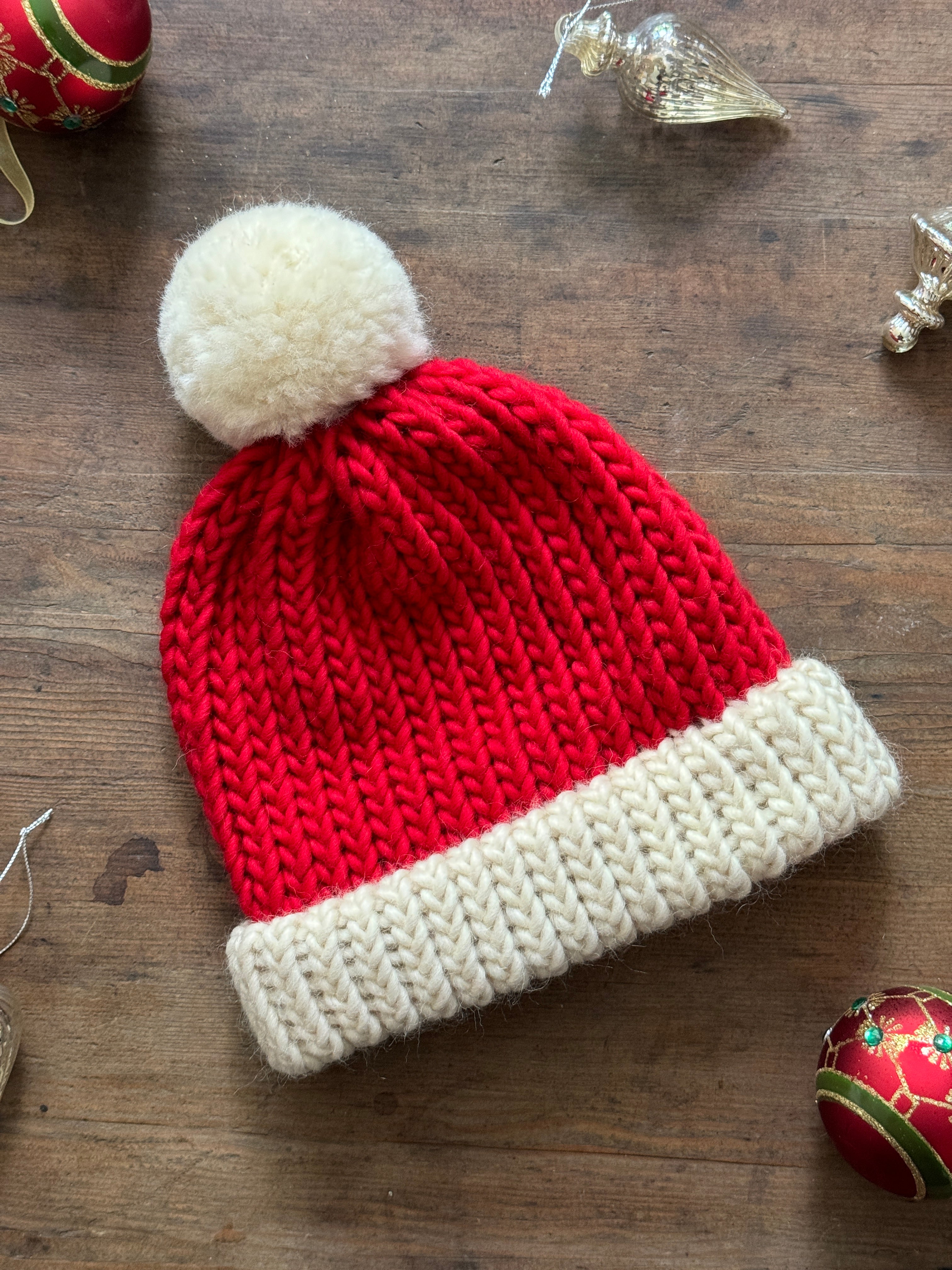 Hand Knitted Santa Hat | Festive Knitwear