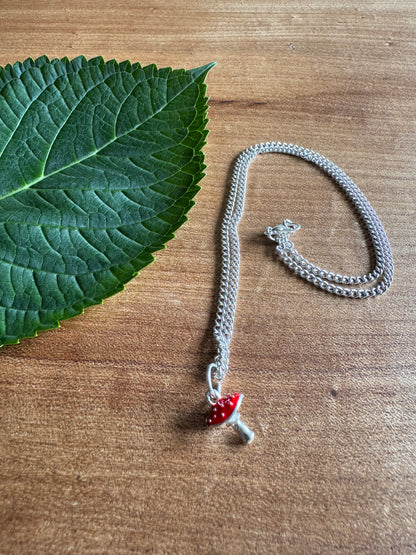Mushroom charm necklace