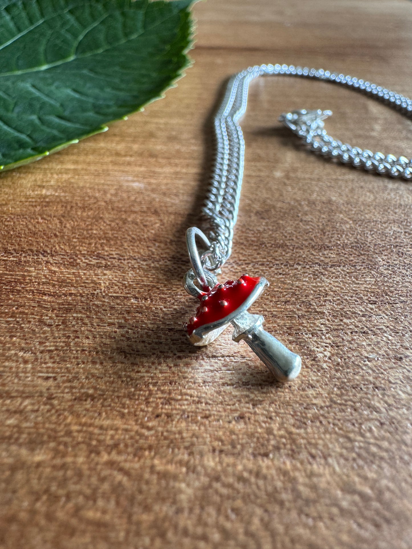 Mushroom charm necklace