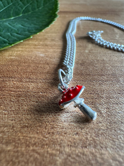 Mushroom charm necklace