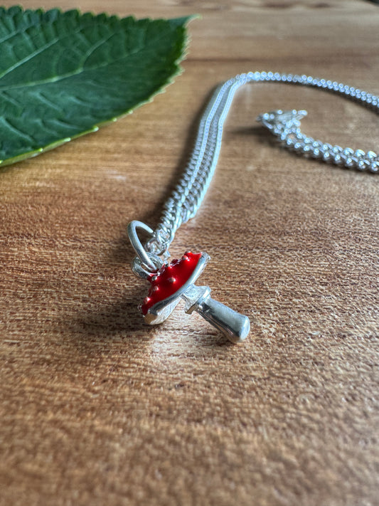Mushroom charm necklace