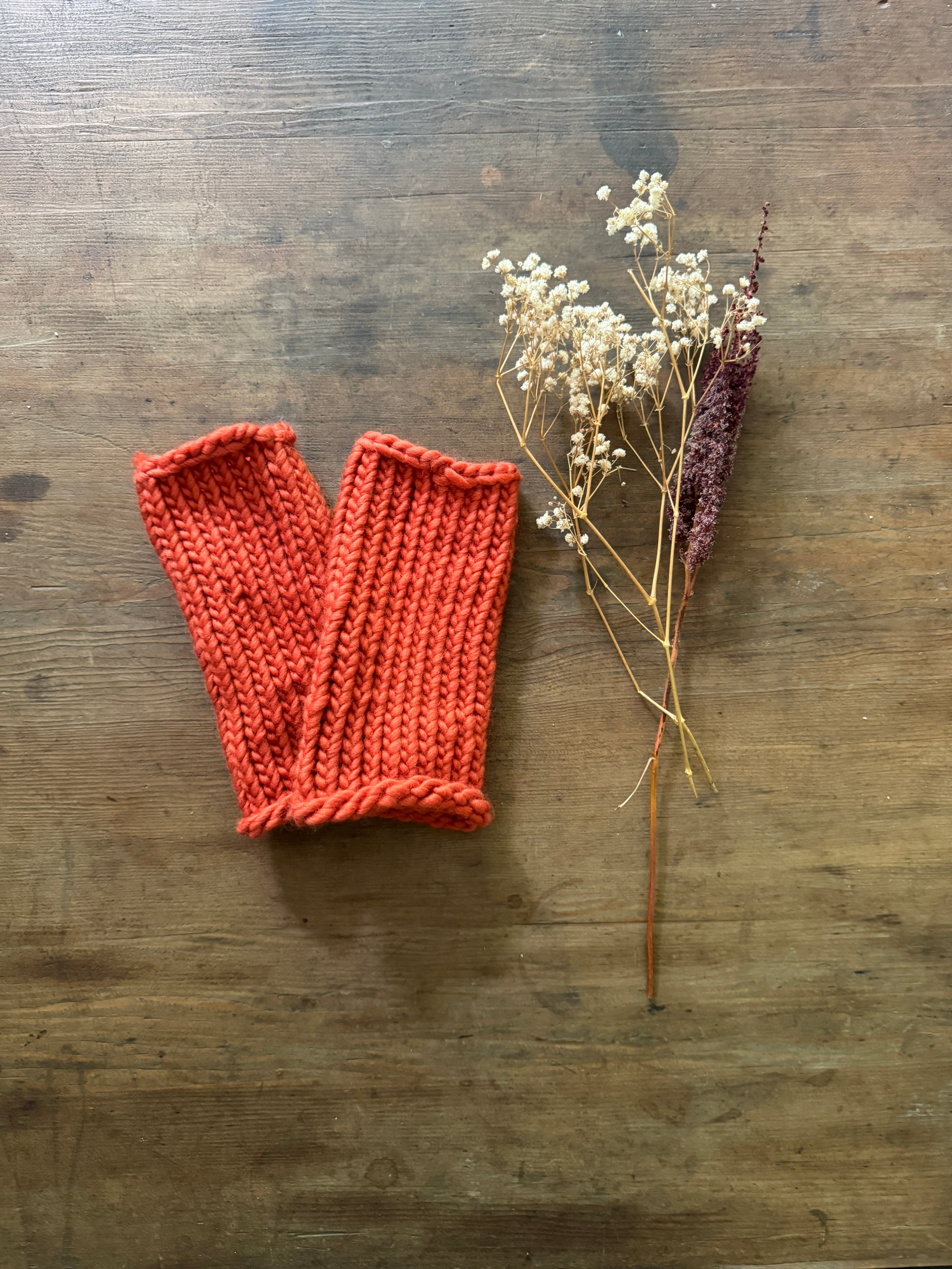 Hand-Knitted Wool Fingerless Gloves: Merino Knitwear Accessory
