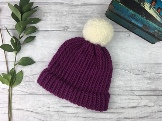 Aubergine knitted hat