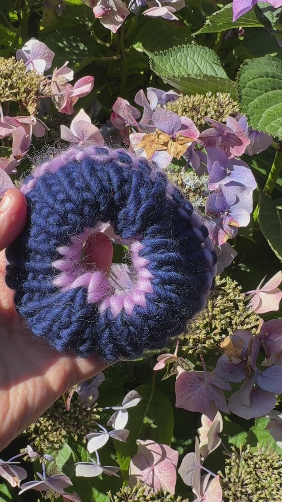 Navy and Lavender Scrunchie - Seconds
