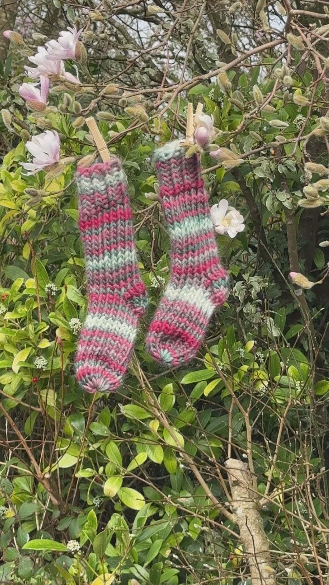 Hand knitted striped socks - 100% Wool Toddler/ Young Child