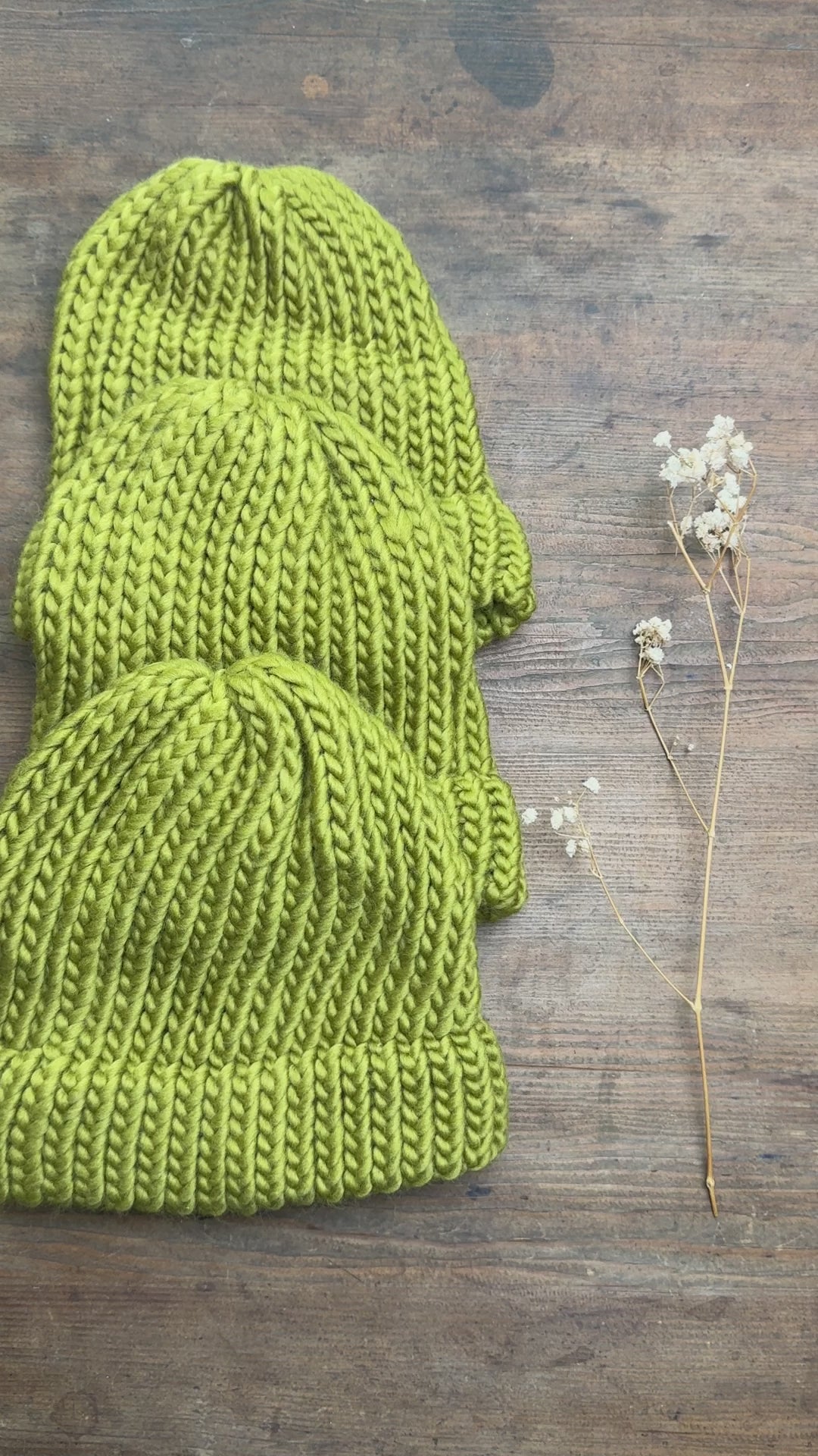 Adult Knitted Moss Green Hat - Merino Wool - Discontinued Colour