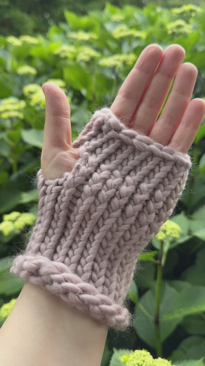 Mink Pink fingerless gloves in 100% merino wool