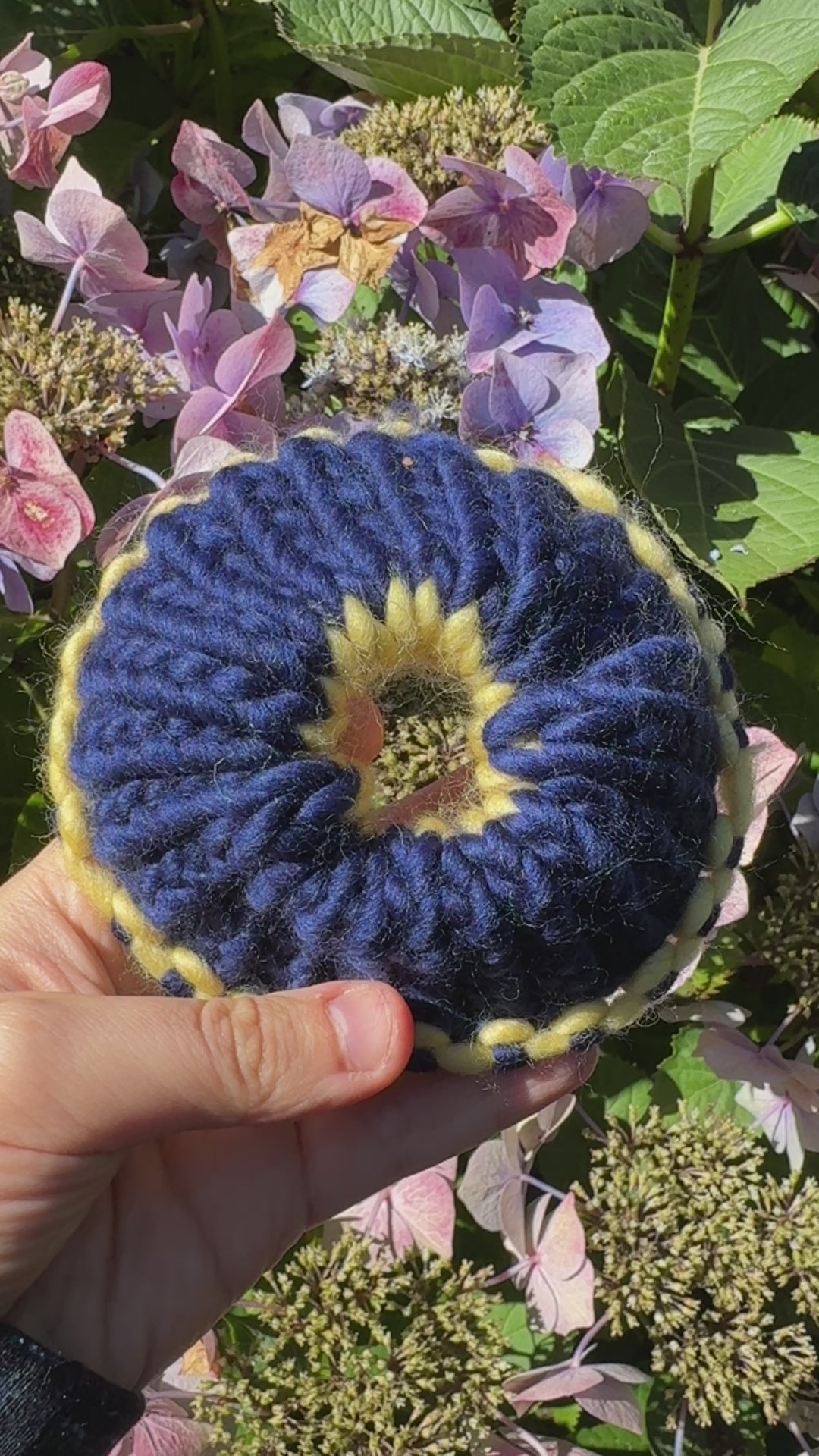 Navy and Pastel Yellow Scrunchie - Sample