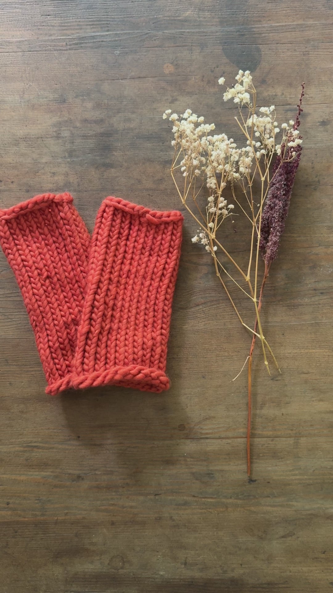 Burnt orange wrist warmers - 100% Merino Wool