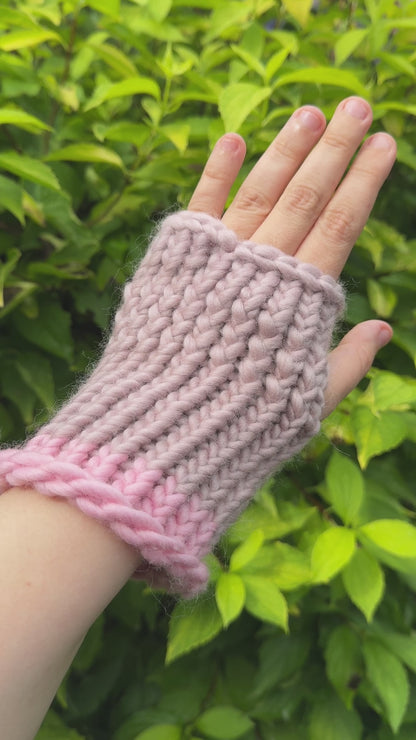 Pink fingerless gloves - Adult